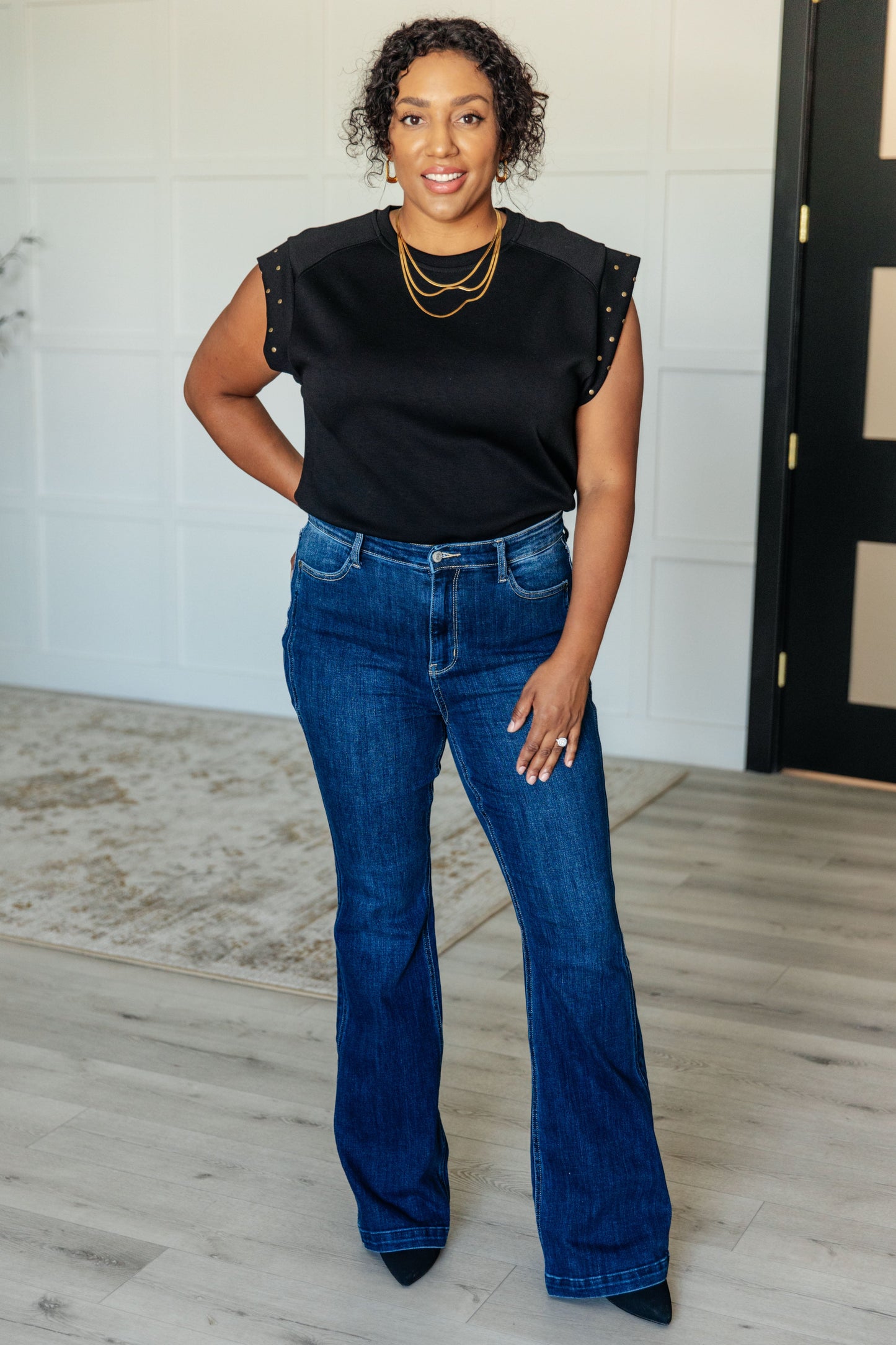 My Domain Studded Cap Sleeve Top - Southern Divas Boutique