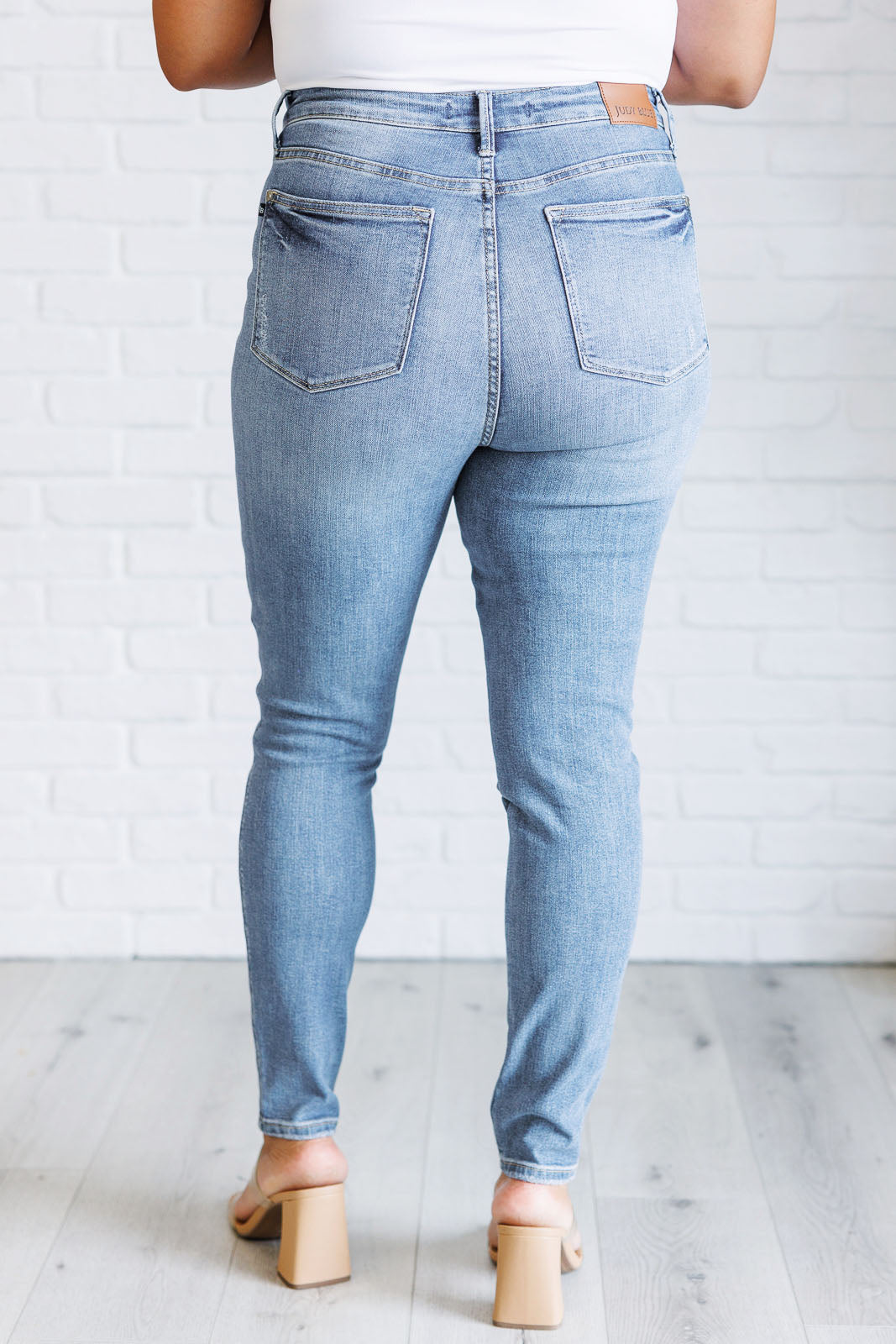 Justine High Rise Control Top Contrast Wash Skinny Jeans - Southern Divas Boutique