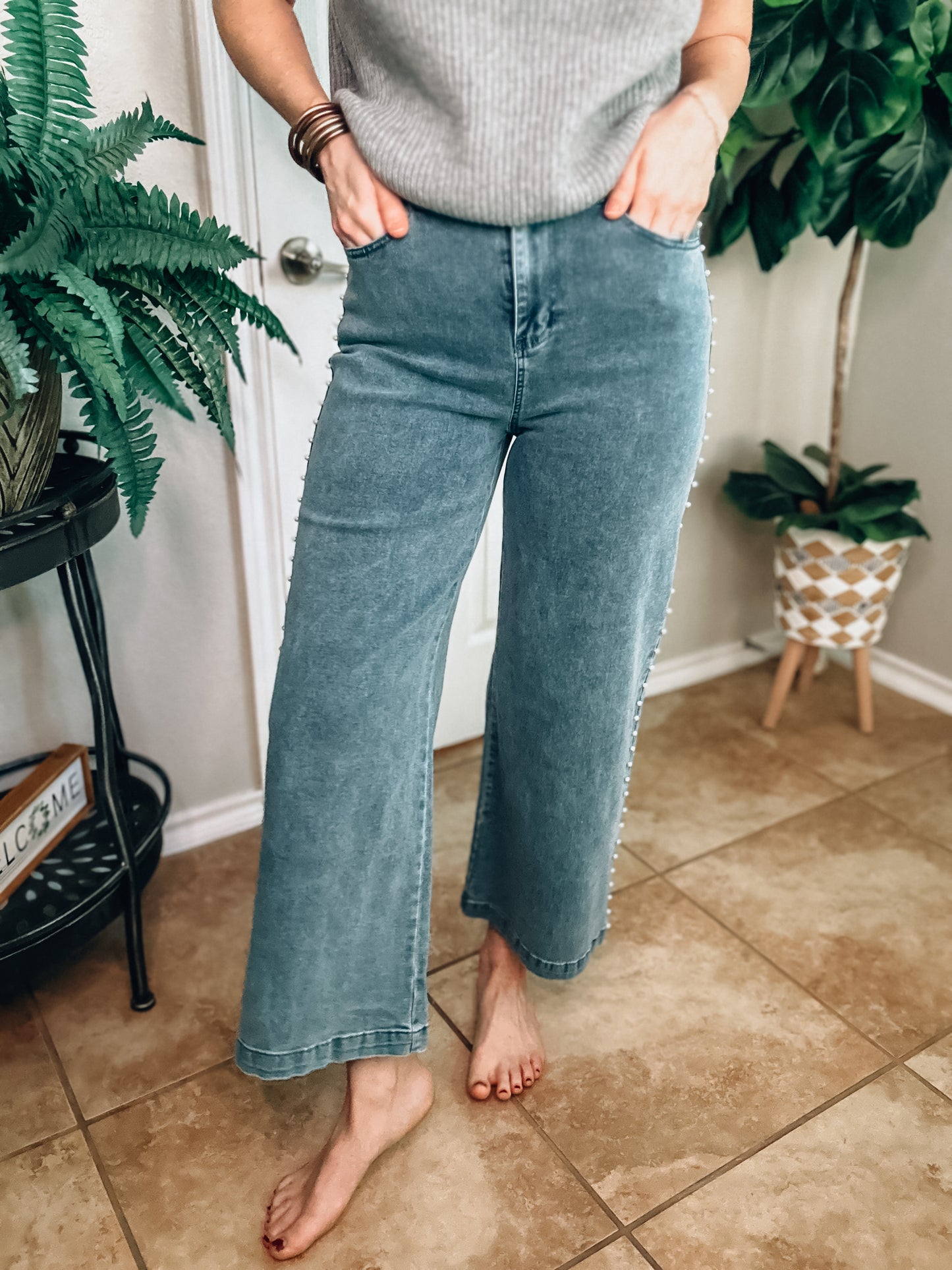 Social Status Pearl Jeans - Southern Divas Boutique