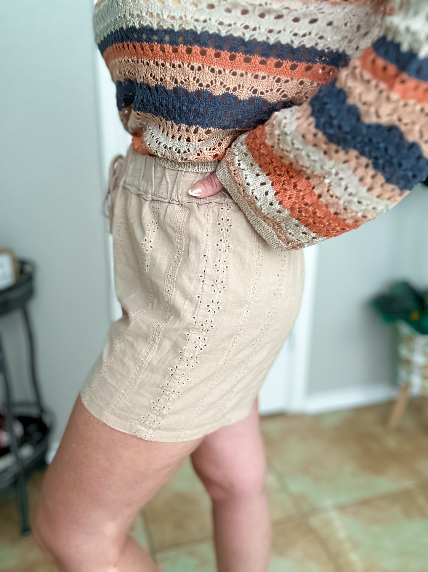 Playful Smile Eyelet Shorts - Southern Divas Boutique