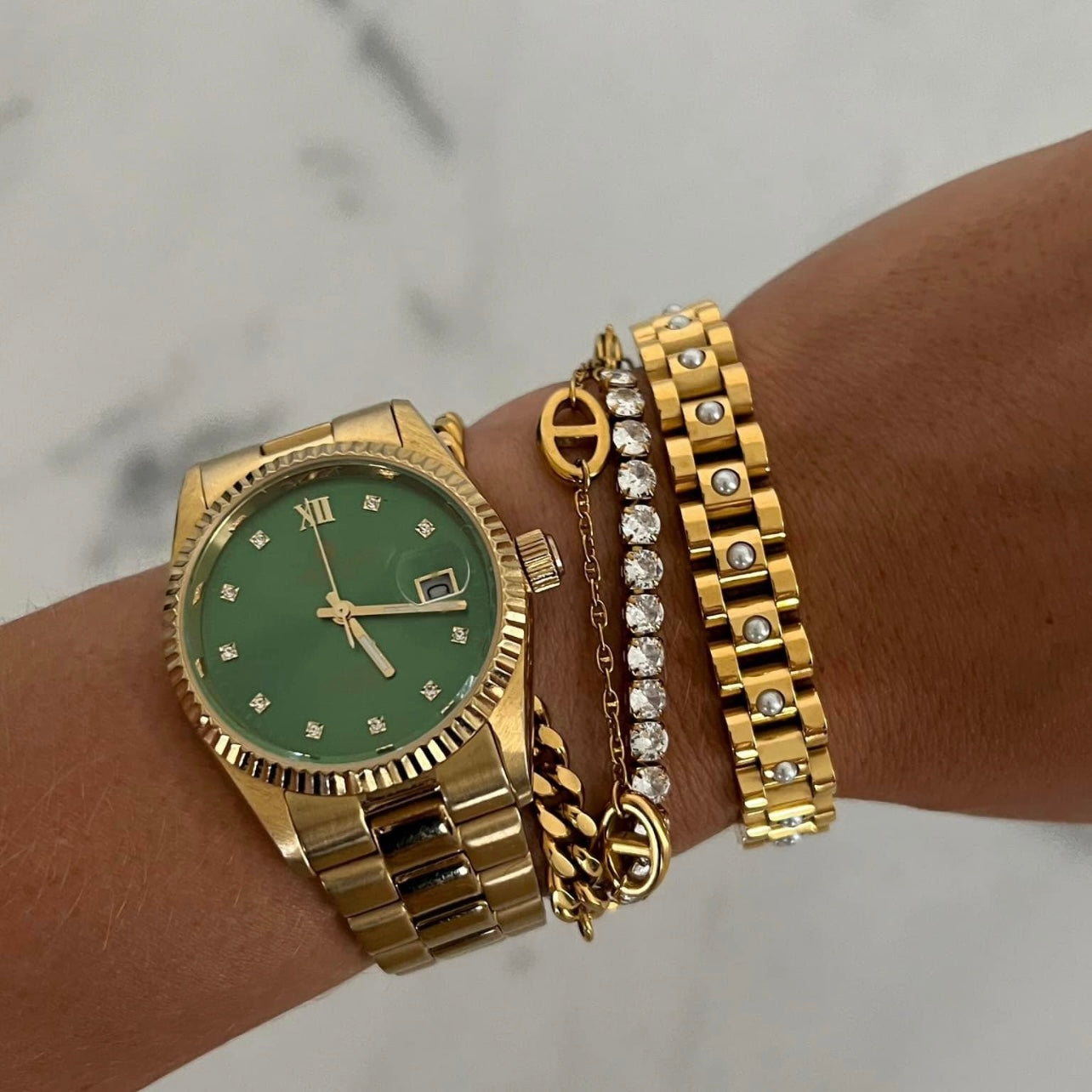 PEARL GOLD WATCH BAND BRACELET - Southern Divas Boutique