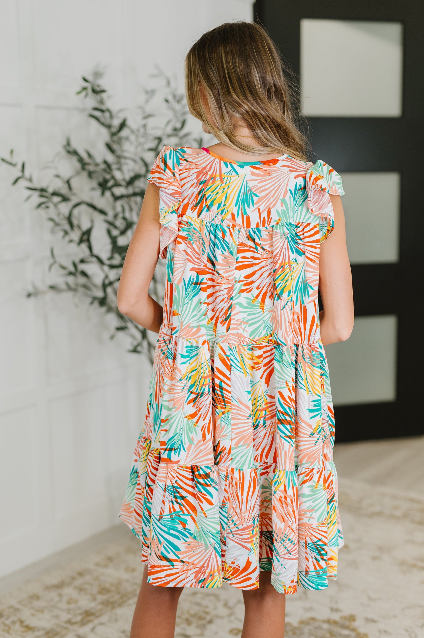 Bless Your Love Tiered Dress in Ivory, Orange and Mint - Southern Divas Boutique