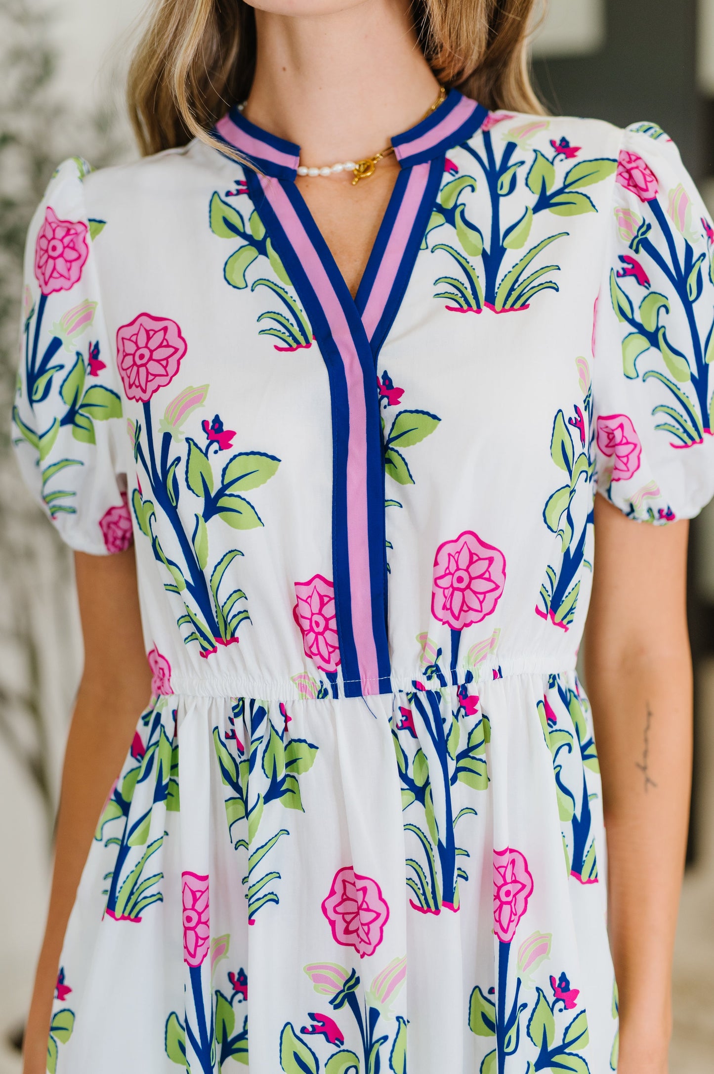 PREORDER: Boho V-Neck Balloon Sleeve Dress in Floral Print - Southern Divas Boutique
