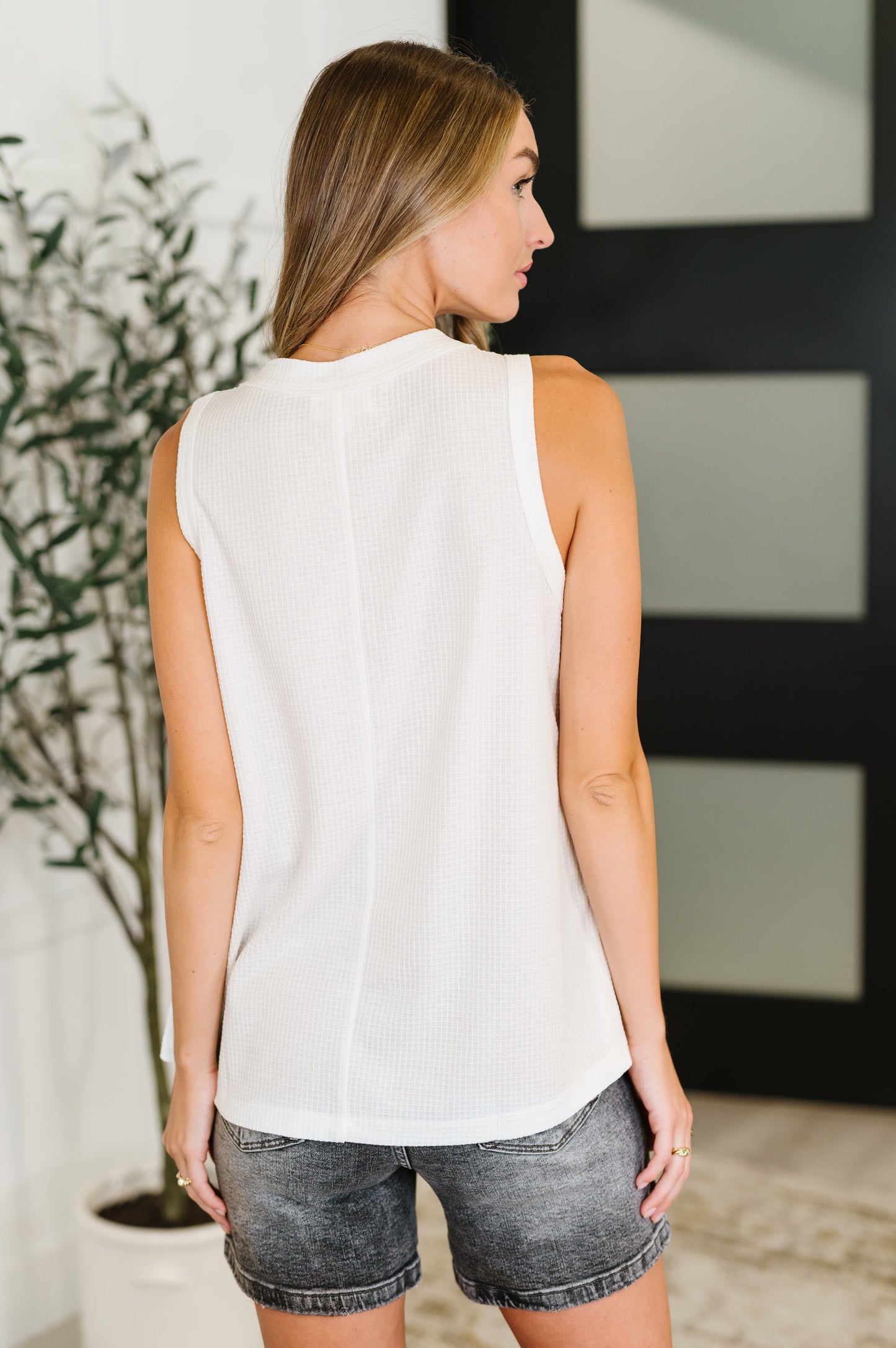 Buttoned Up Buttercup Sleeveless Top in Ivory - Southern Divas Boutique