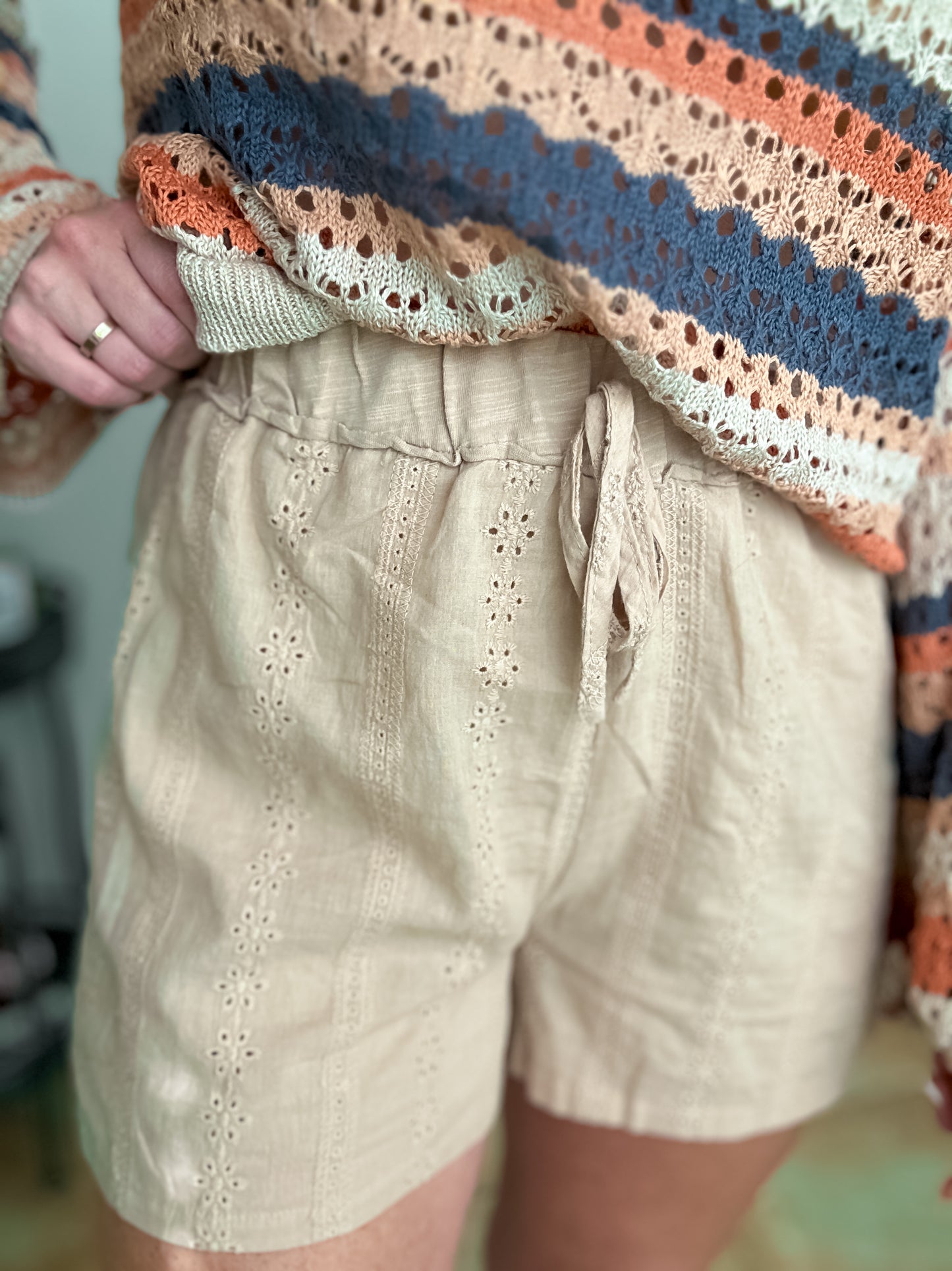 Playful Smile Eyelet Shorts - Southern Divas Boutique