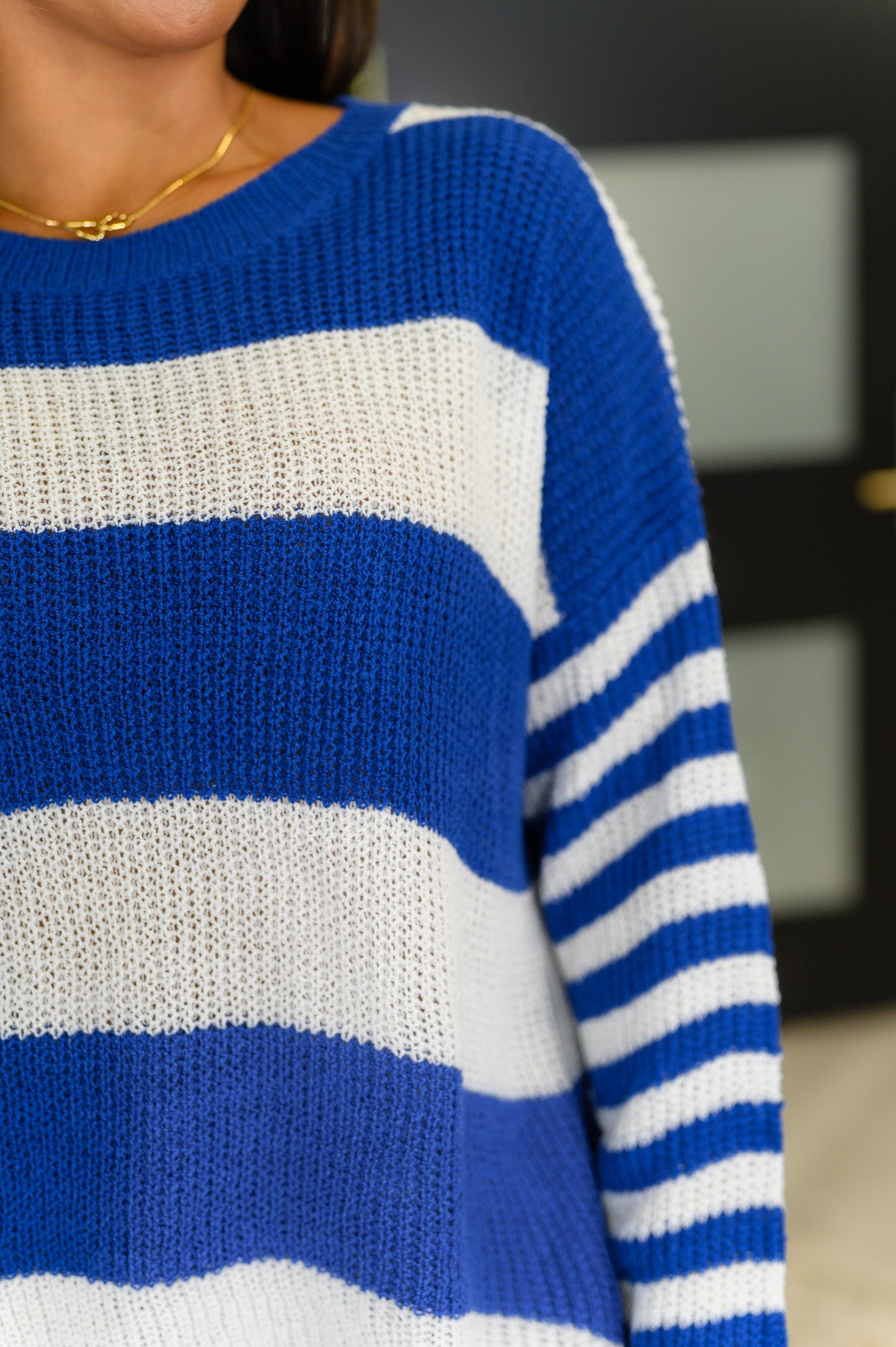 Casual Chaos Drop Shoulder Sweater in Royal Blue - Southern Divas Boutique
