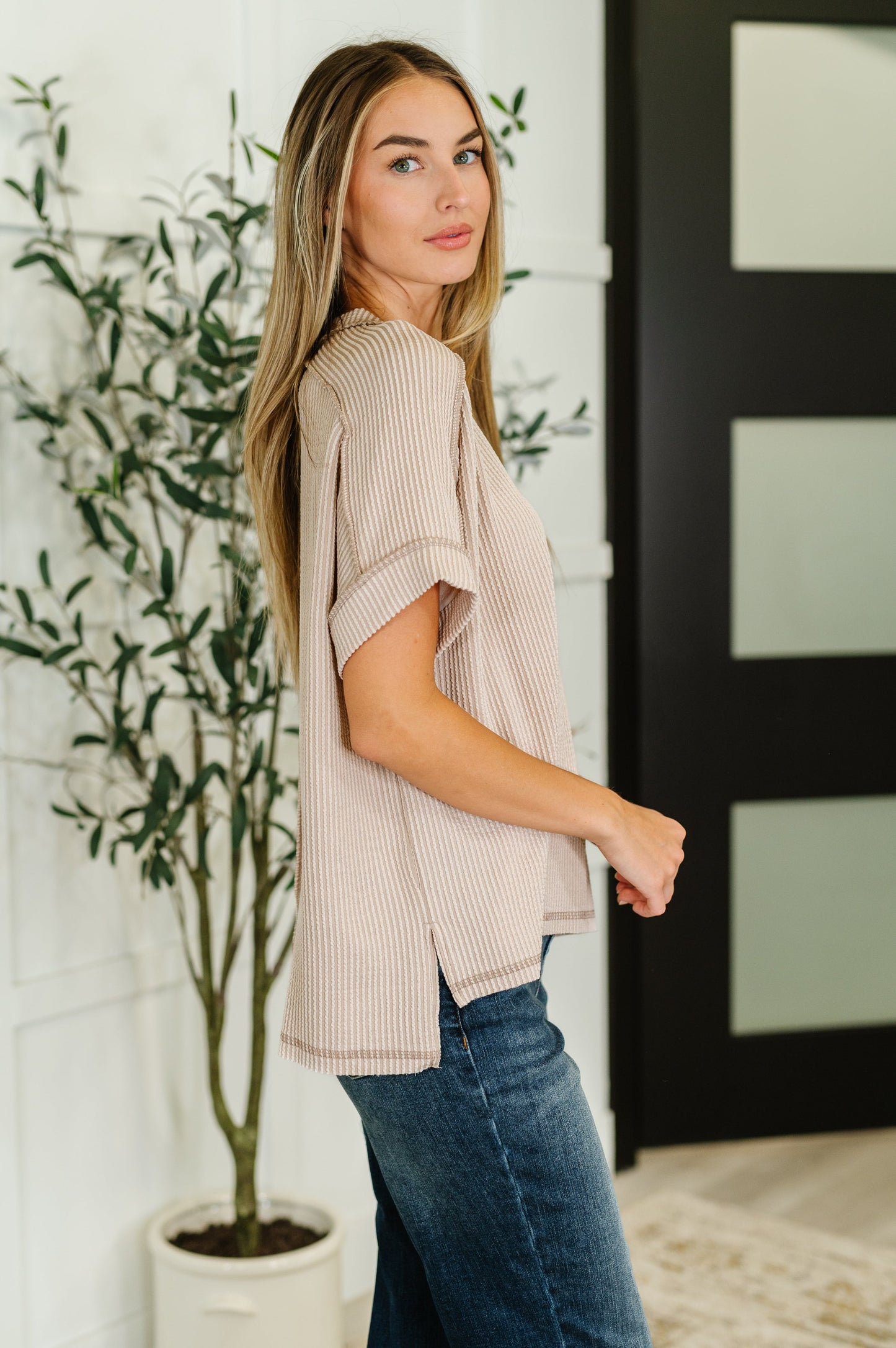 Catch Me Loungin’ Cable Ribbed Knit Top in Ash Mocha - Southern Divas Boutique