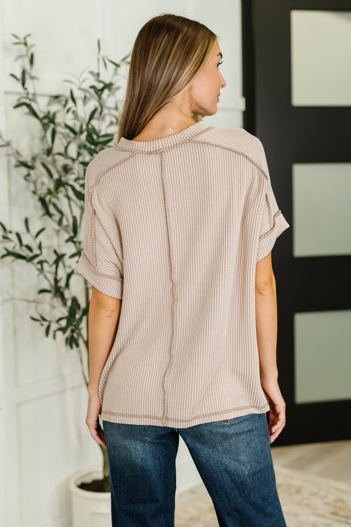 Catch Me Loungin’ Cable Ribbed Knit Top in Ash Mocha - Southern Divas Boutique