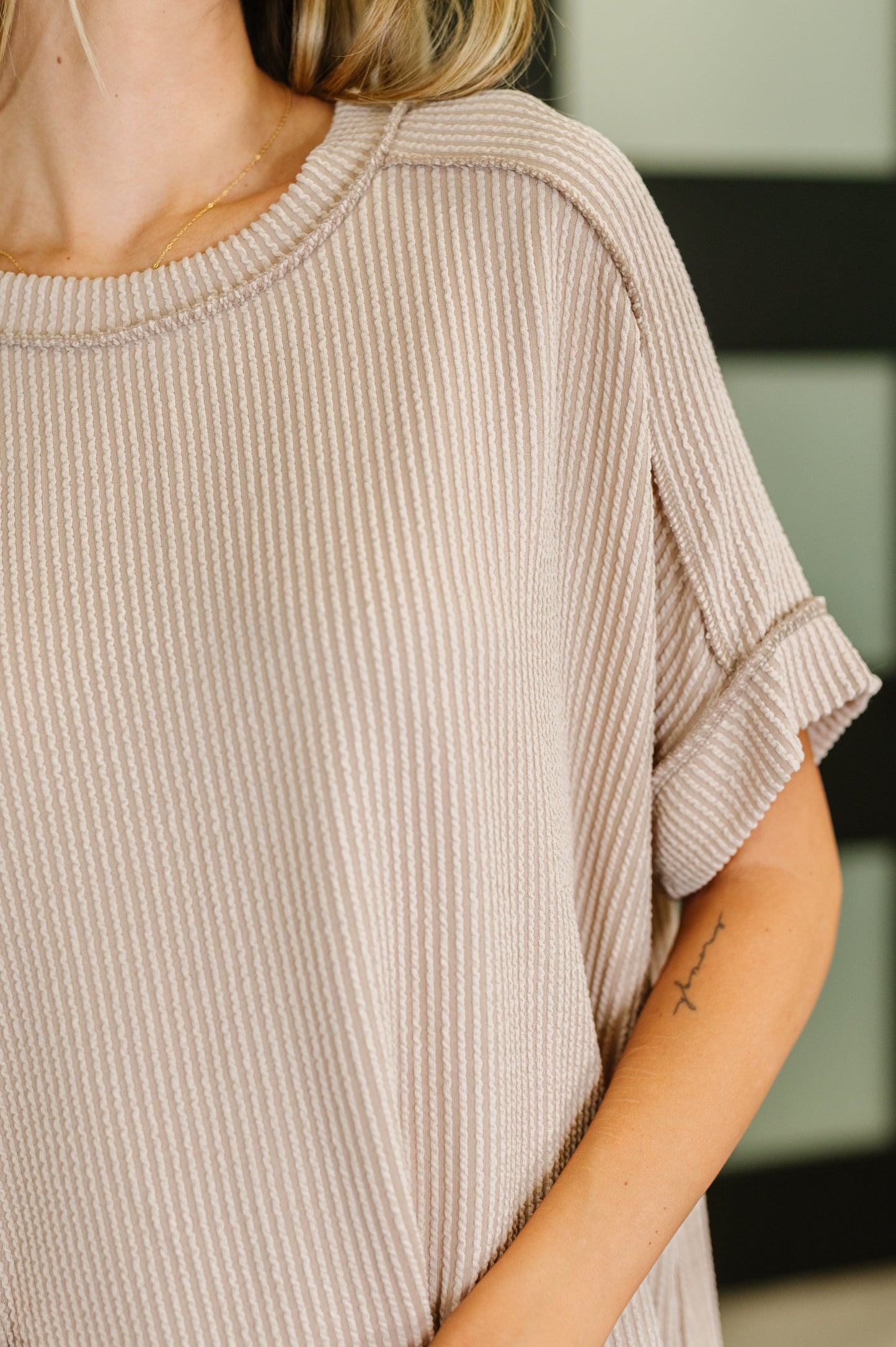 Catch Me Loungin’ Cable Ribbed Knit Top in Ash Mocha - Southern Divas Boutique