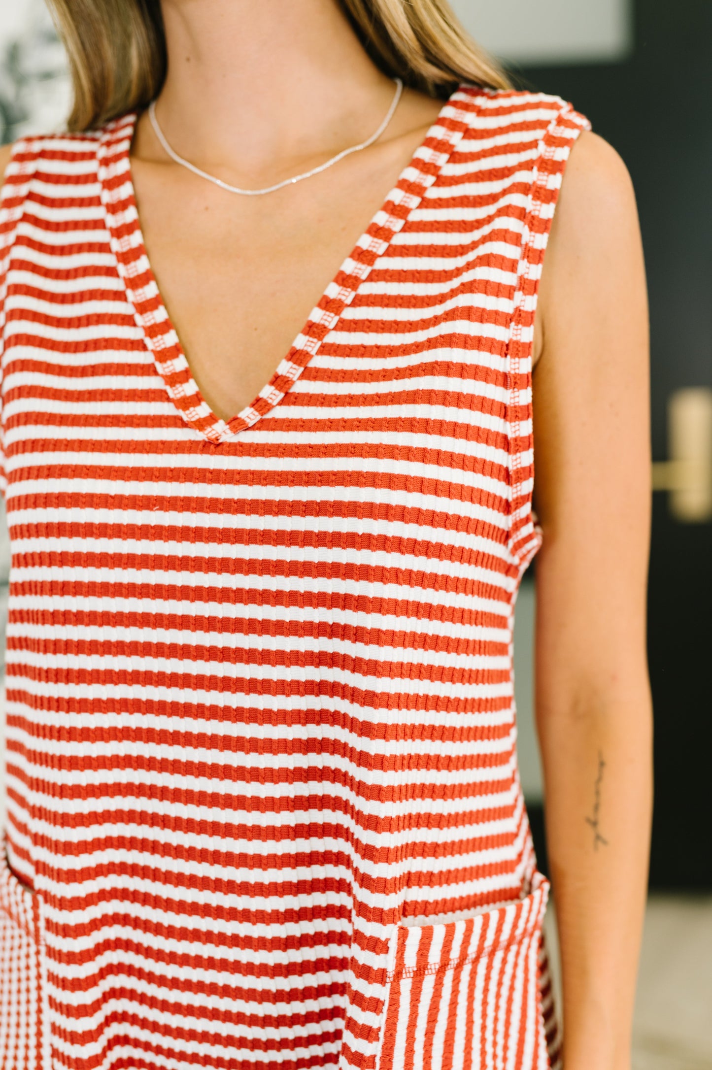 Caught You Staring Ribbed Knit Romper in Rust - Southern Divas Boutique