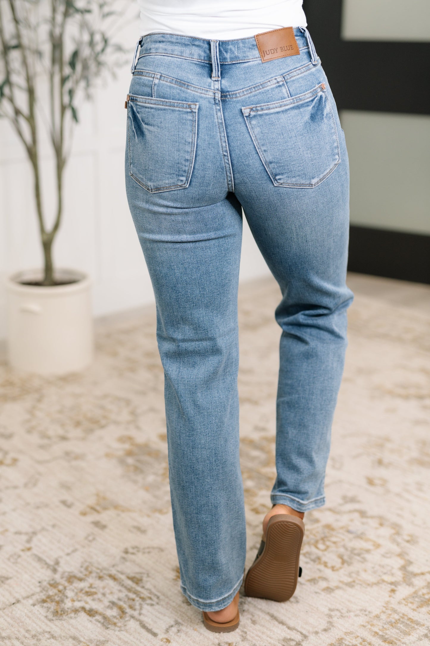 Corrine Mid Rise Control Top Vintage Straight Jeans - Southern Divas Boutique