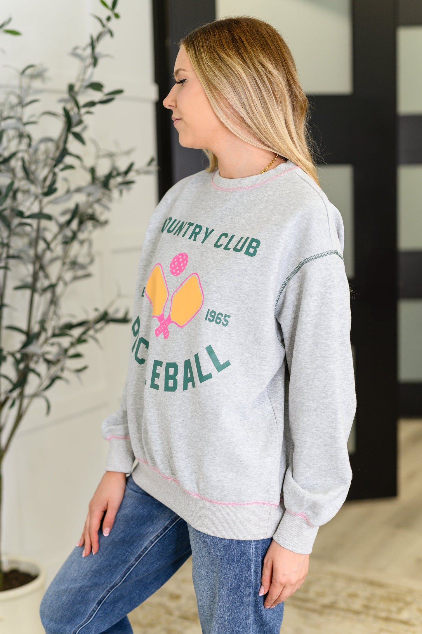 Country Club Pickle Ball Graphic Sweatshirt - Southern Divas Boutique