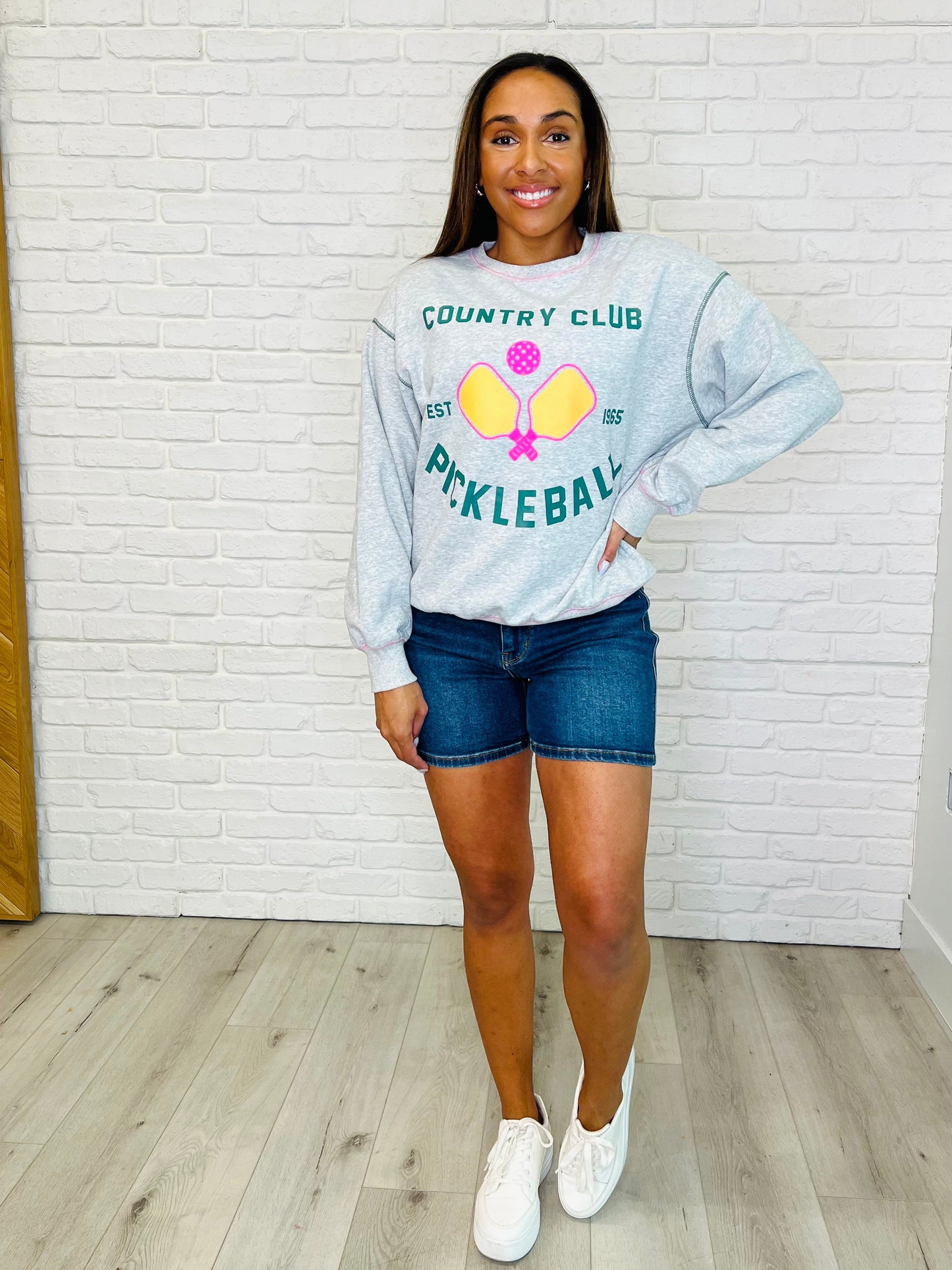 Country Club Pickle Ball Graphic Sweatshirt - Southern Divas Boutique
