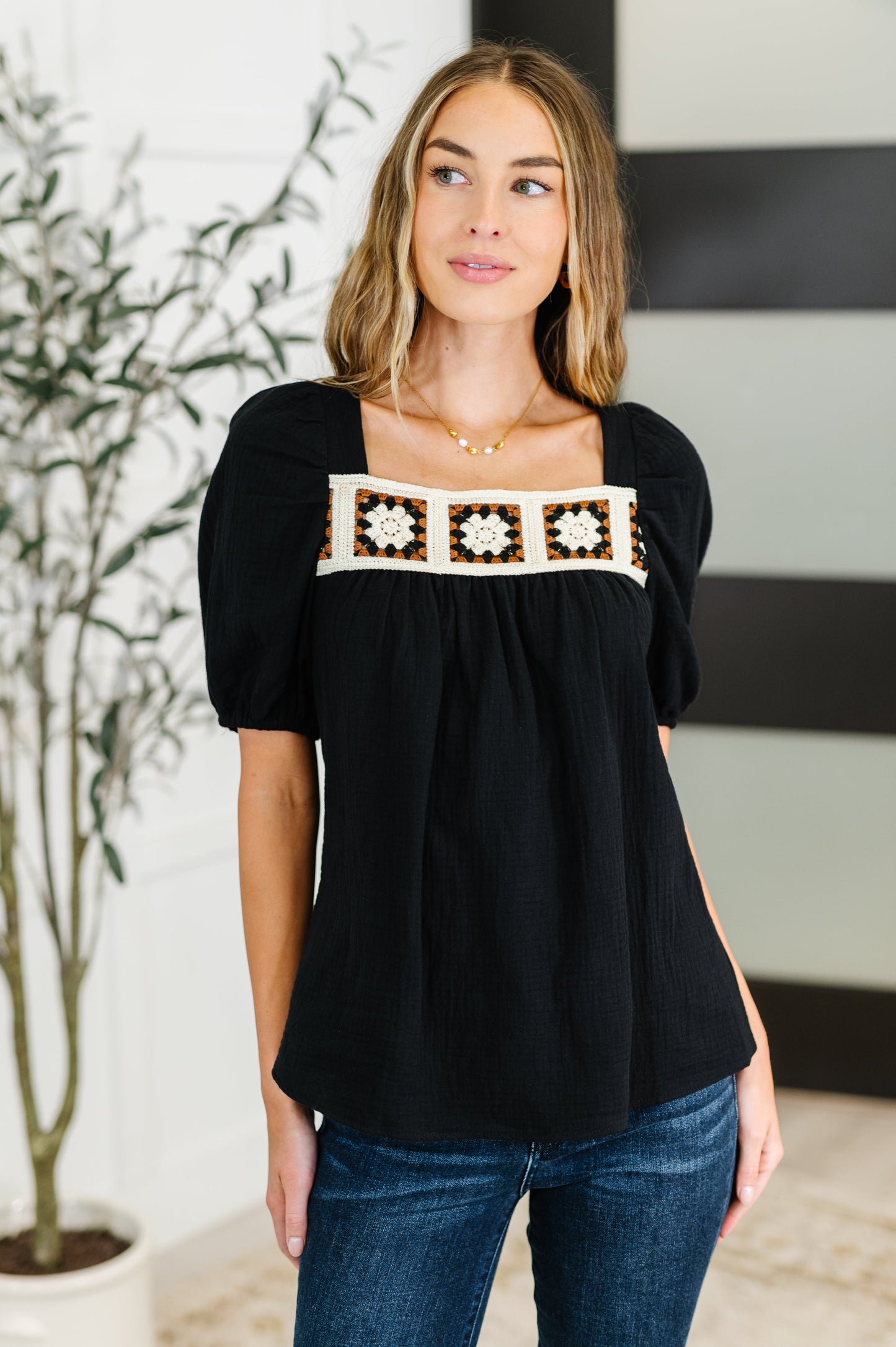 Craft Night Crochet Detail Top - Southern Divas Boutique