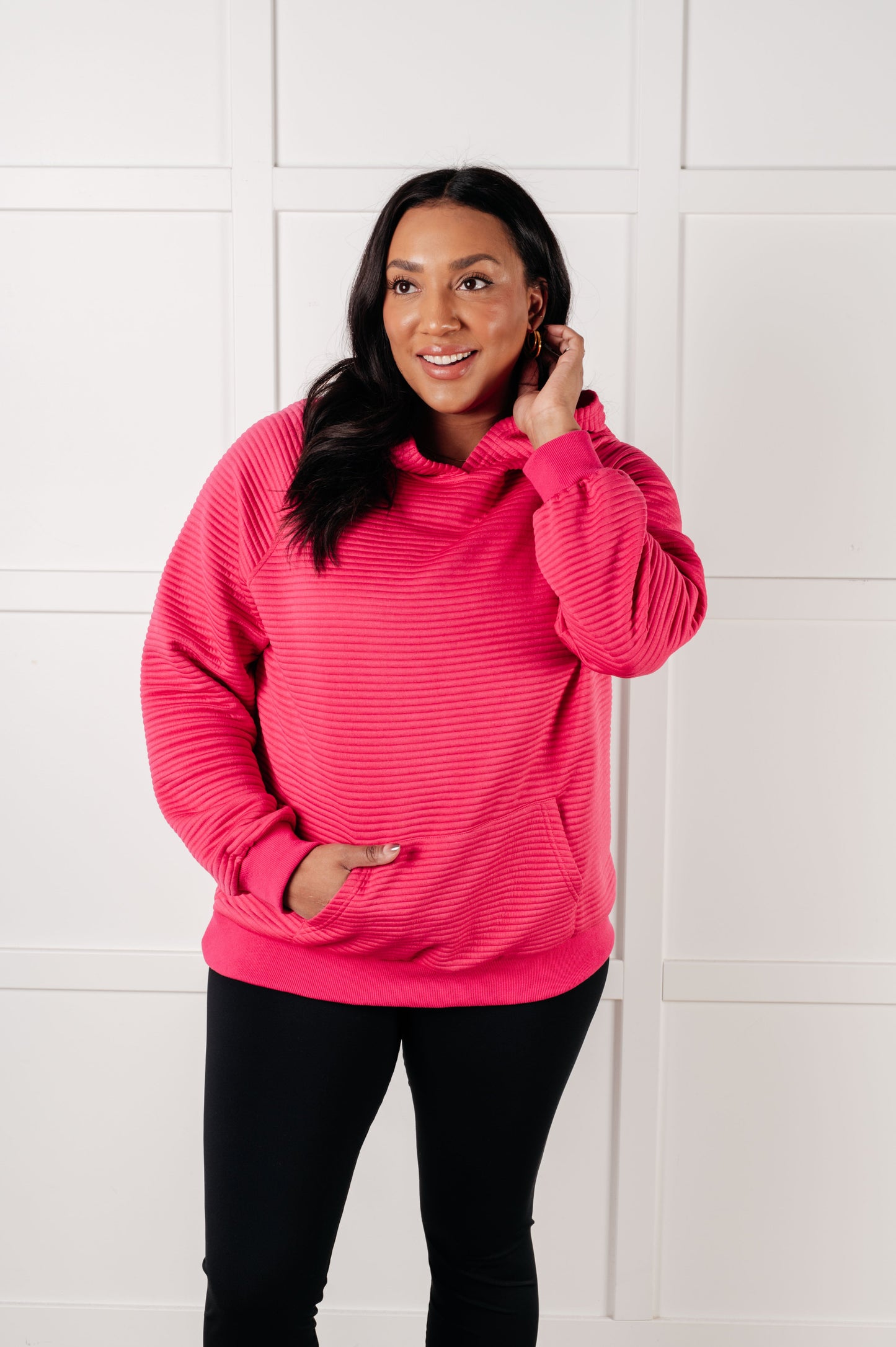 Crosswalk Textured Hoodie in Rose - Southern Divas Boutique