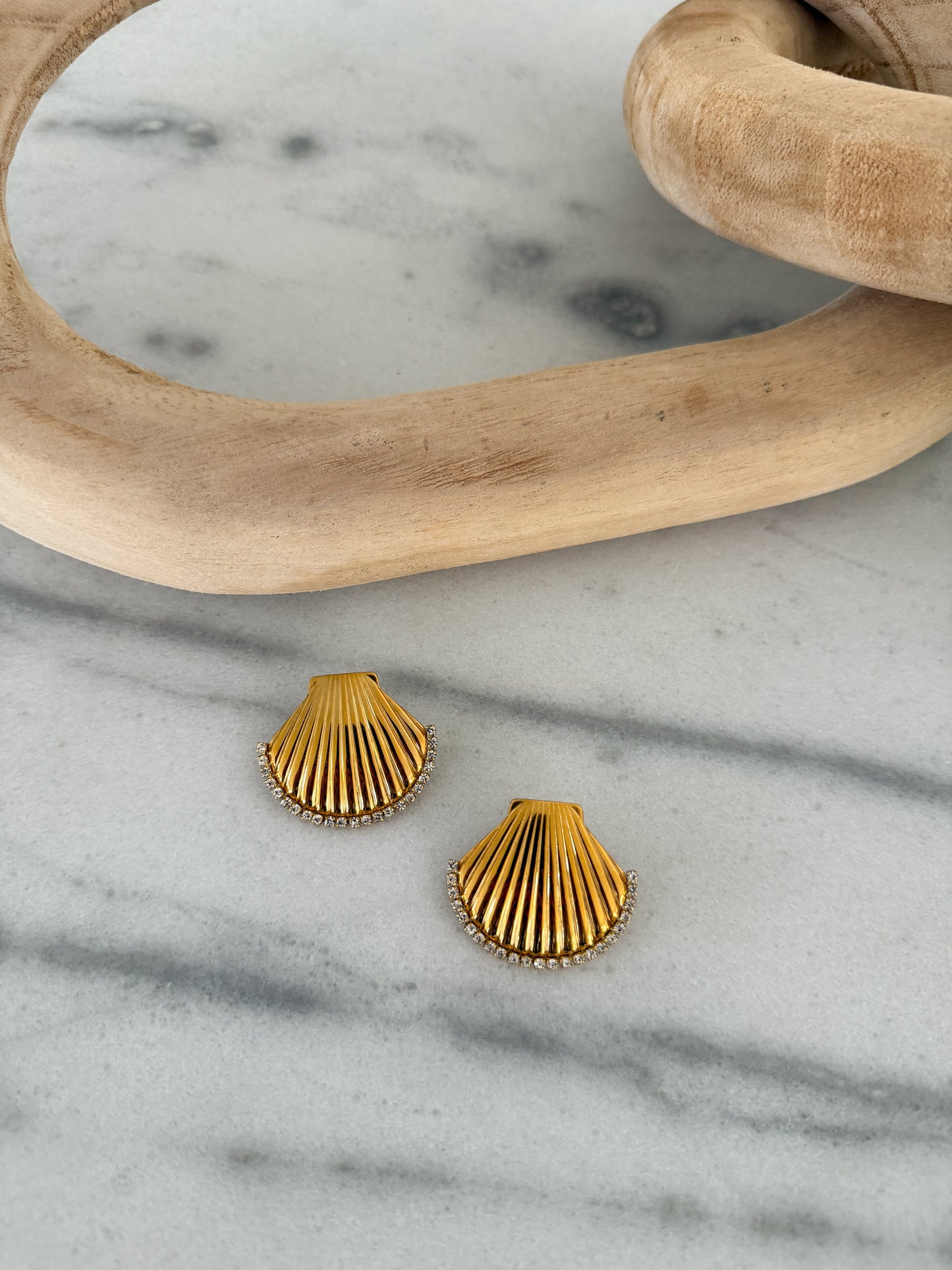 DIAMOND SEASHELL EARRINGS - Southern Divas Boutique