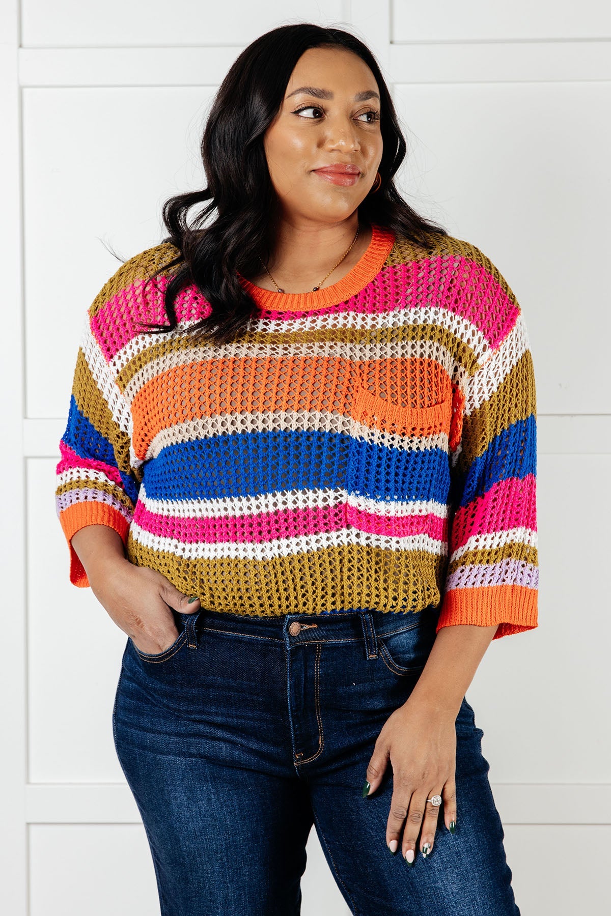 Deep Thoughts Striped Loose Knit Top - Southern Divas Boutique