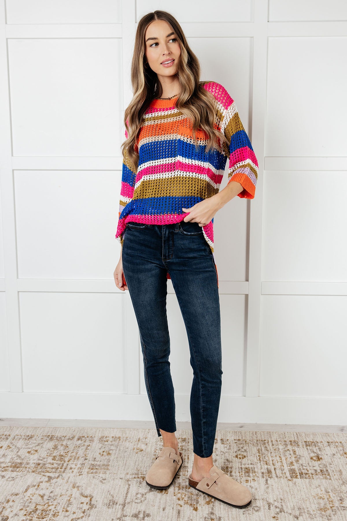 Deep Thoughts Striped Loose Knit Top - Southern Divas Boutique