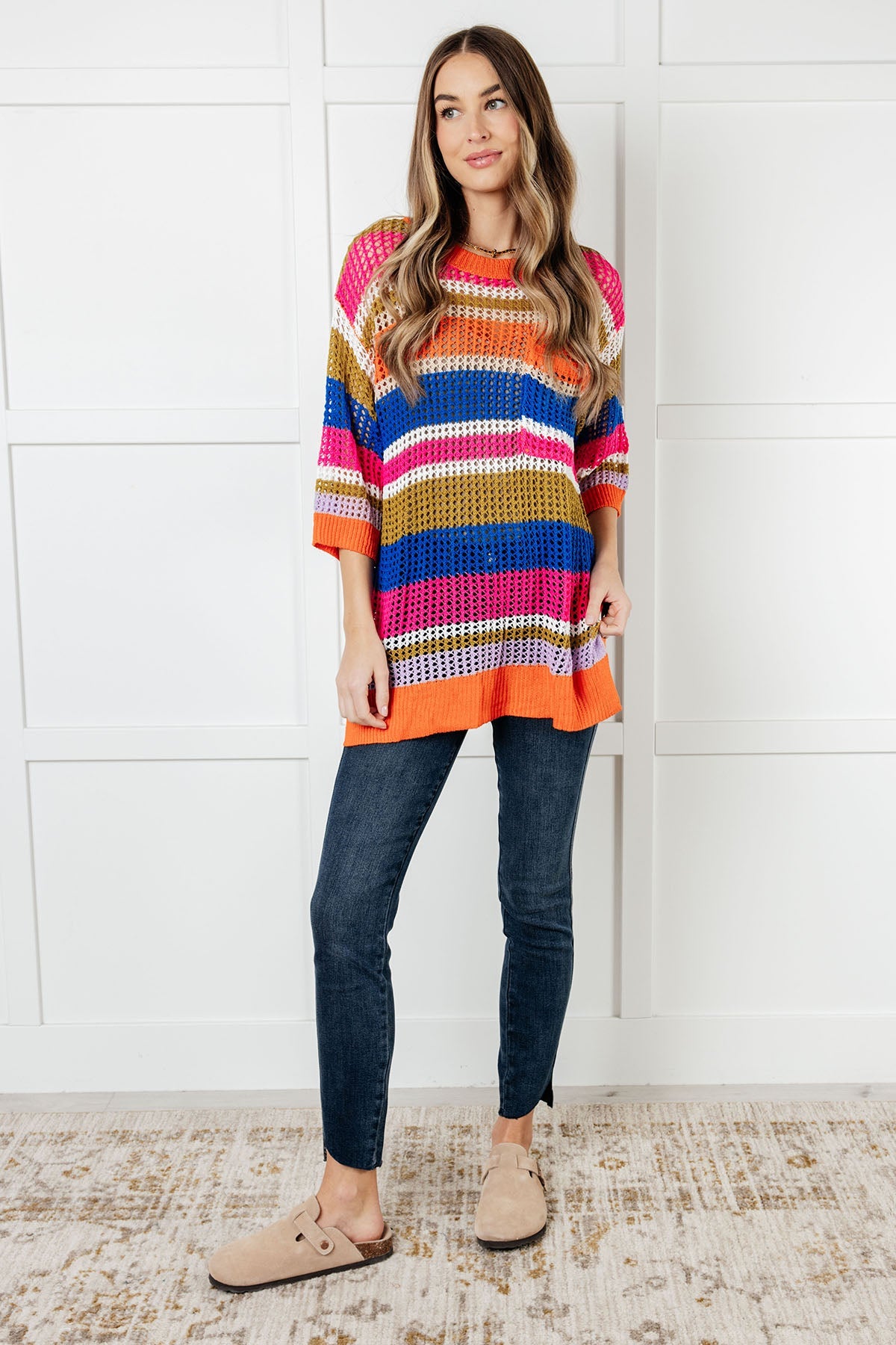 Deep Thoughts Striped Loose Knit Top - Southern Divas Boutique