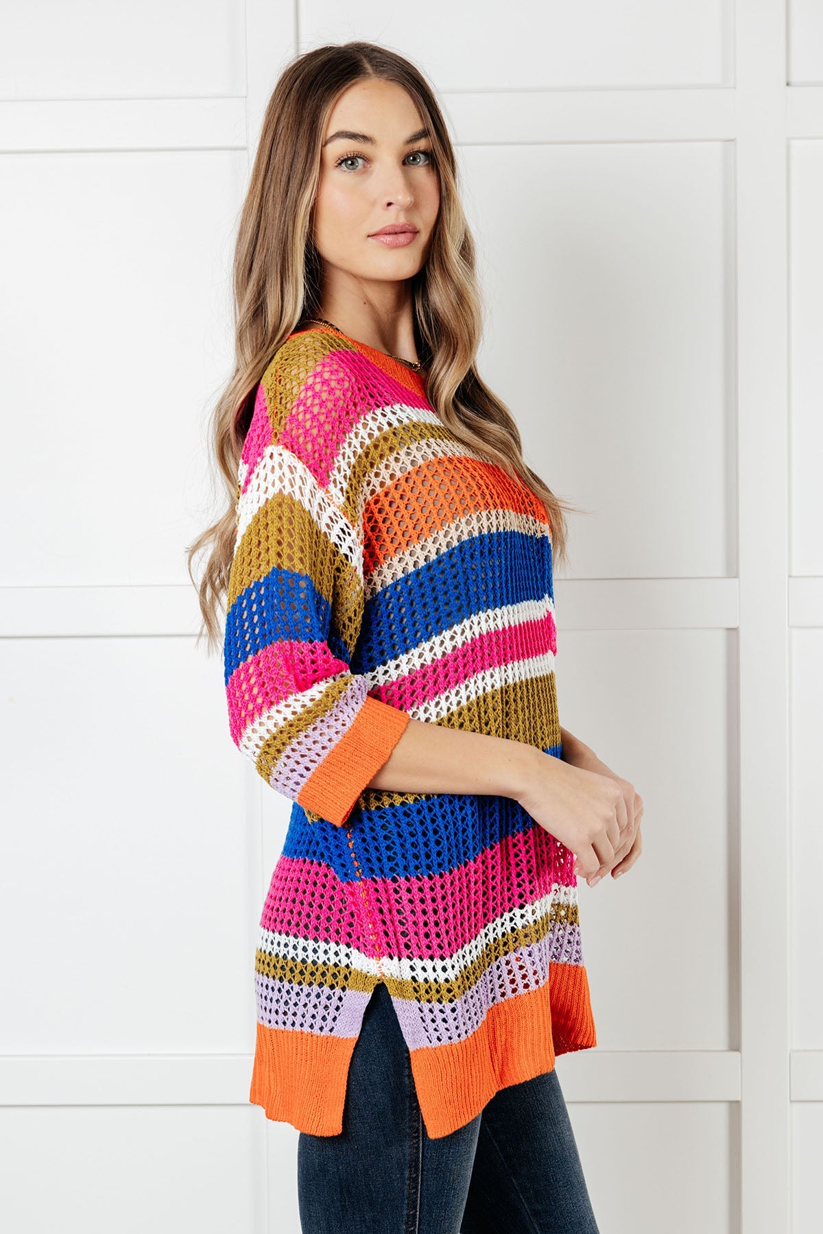 Deep Thoughts Striped Loose Knit Top - Southern Divas Boutique