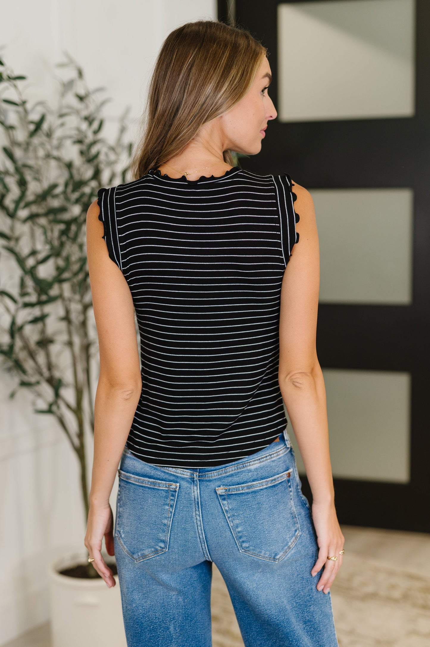 Doodle Me In Lettuce Round Neck Top in Black and White - Southern Divas Boutique
