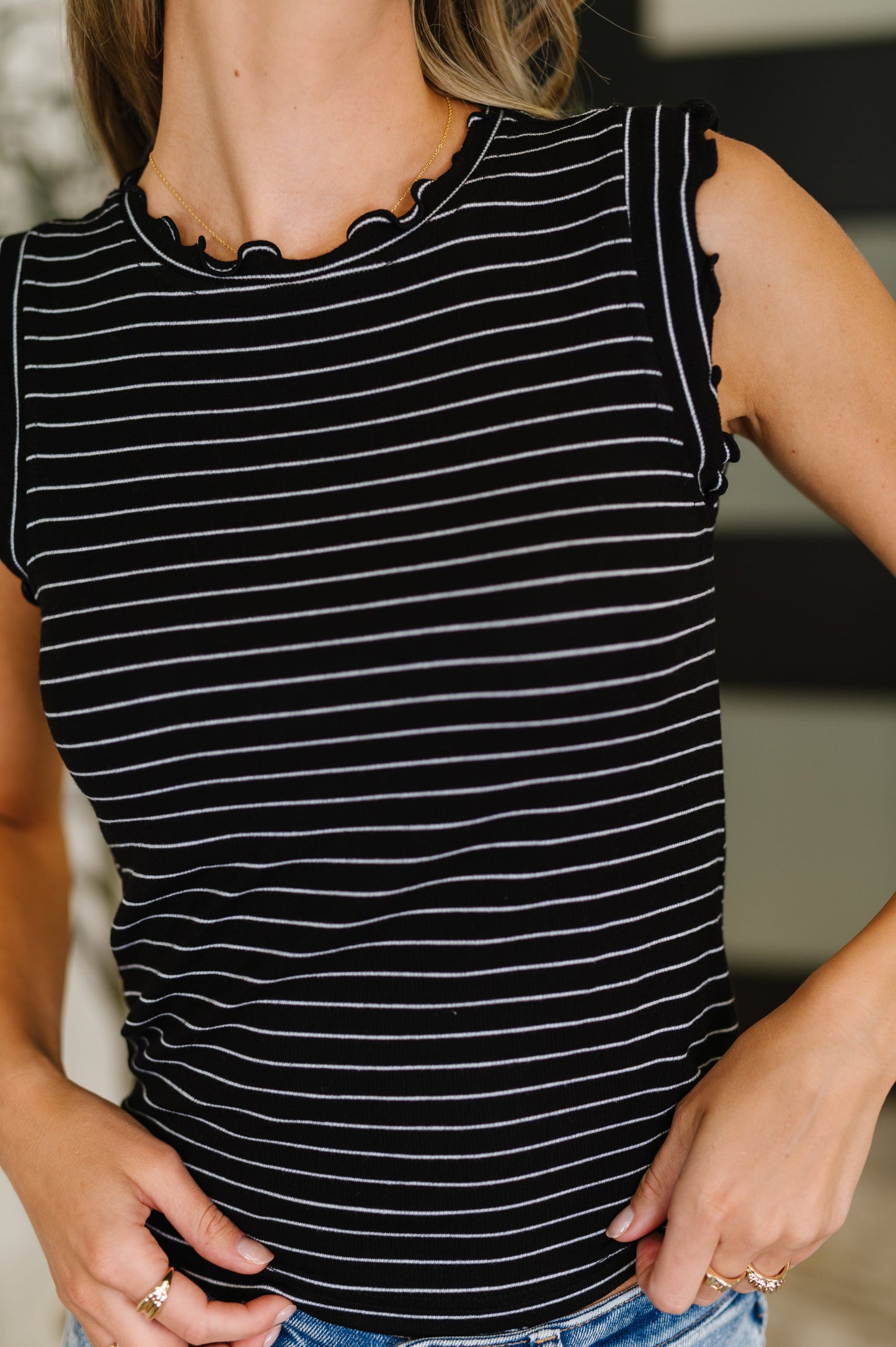 Doodle Me In Lettuce Round Neck Top in Black and White - Southern Divas Boutique