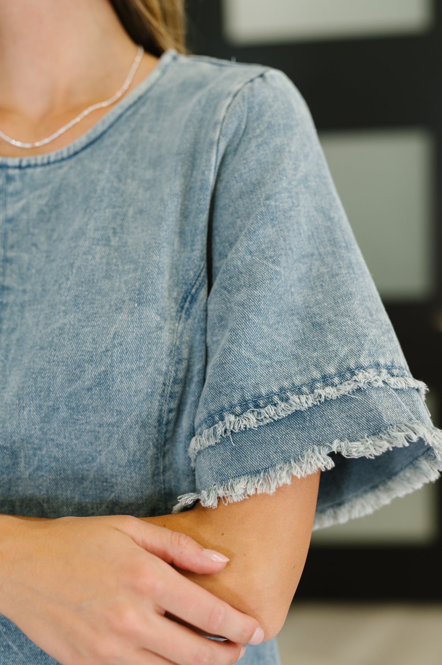 Dressed & Obsessed Chambray T-Shirt Dress in Indigo - Southern Divas Boutique
