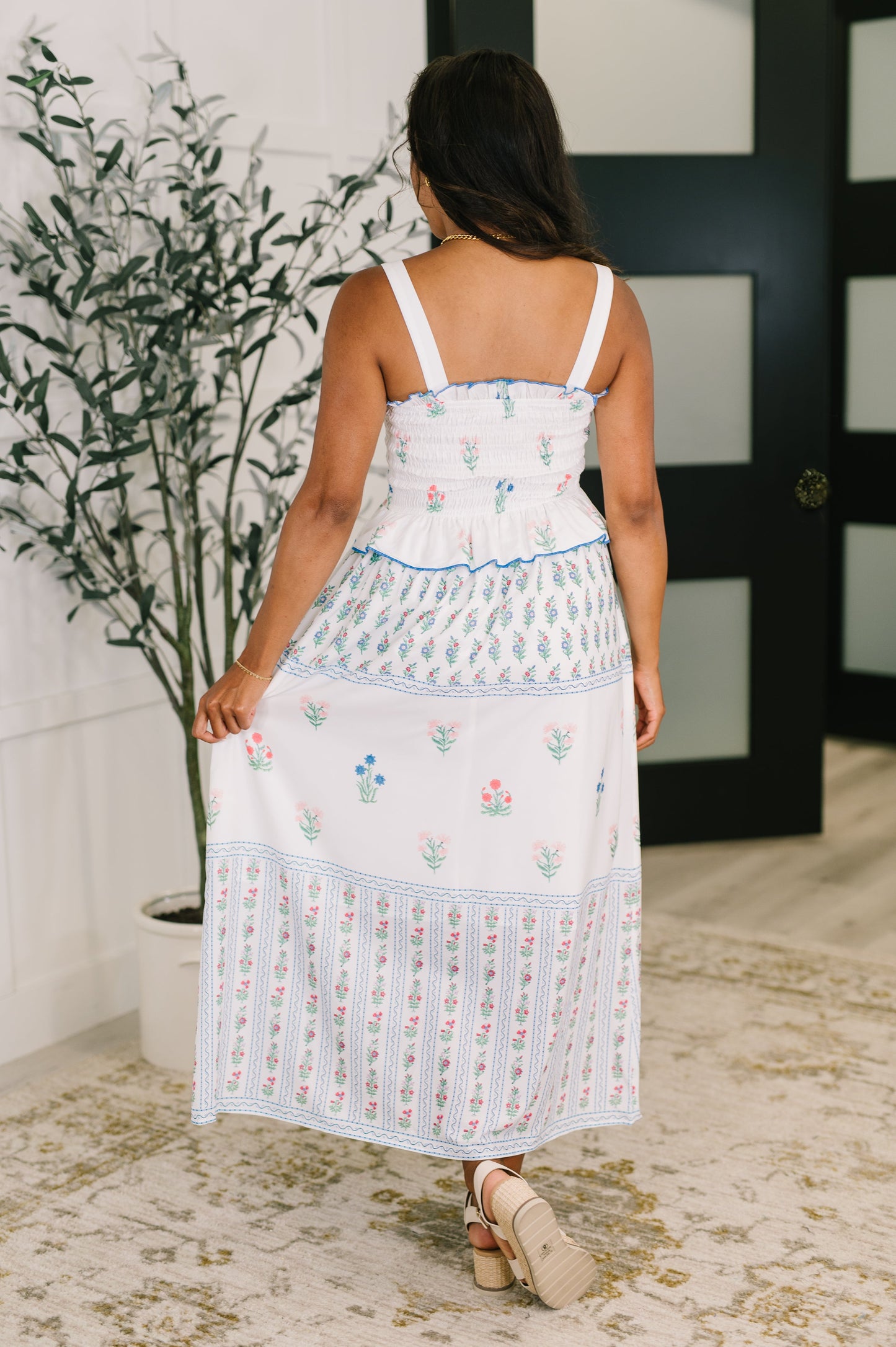Eager Anticipation Mixed Print Midi Dress - Southern Divas Boutique