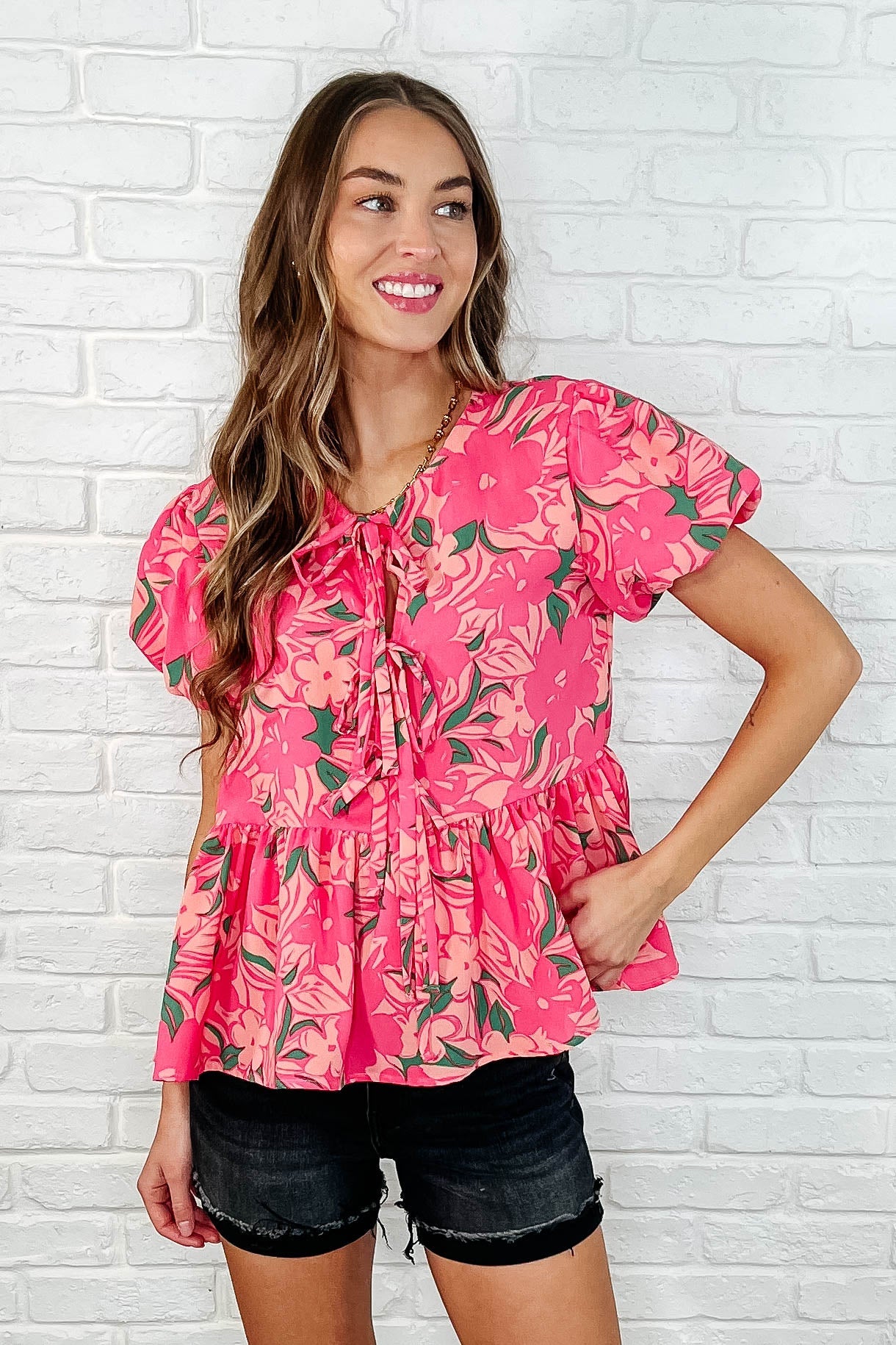 Floral Fling Puff Sleeve Blouse - Southern Divas Boutique