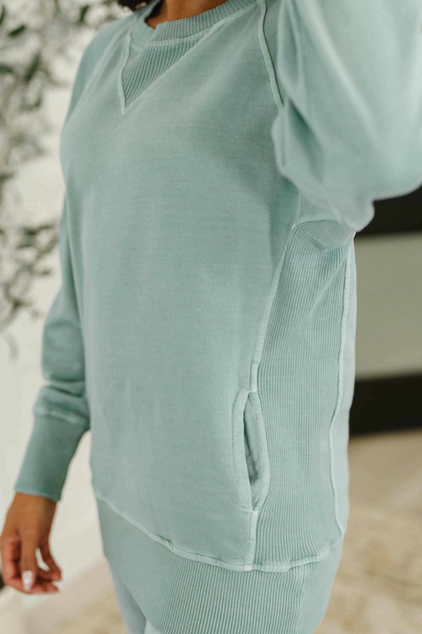 For the Experience Relaxed Pullover in Ash Blue - Southern Divas Boutique