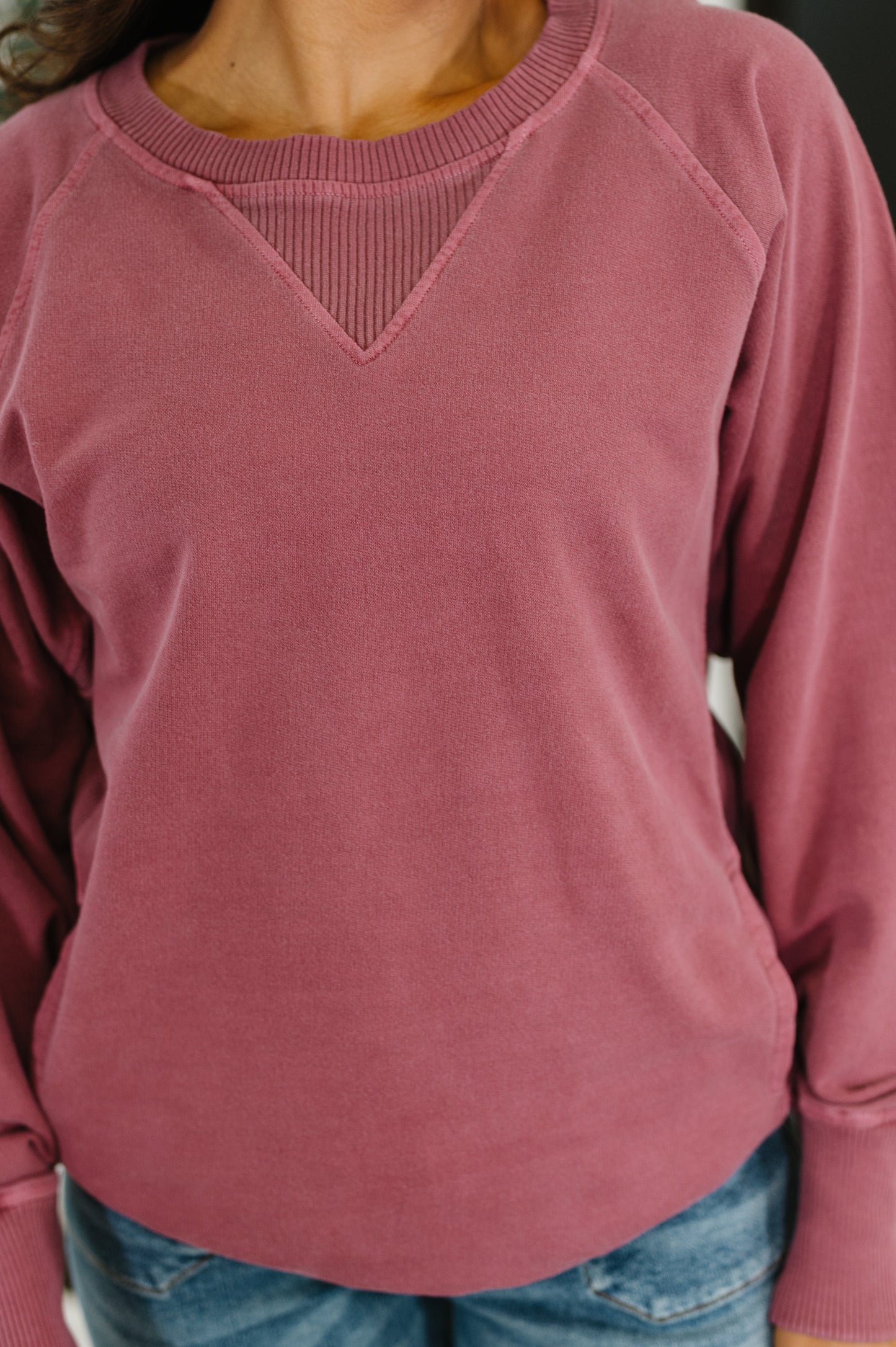 For the Experience Relaxed Pullover in Cabernet - Southern Divas Boutique