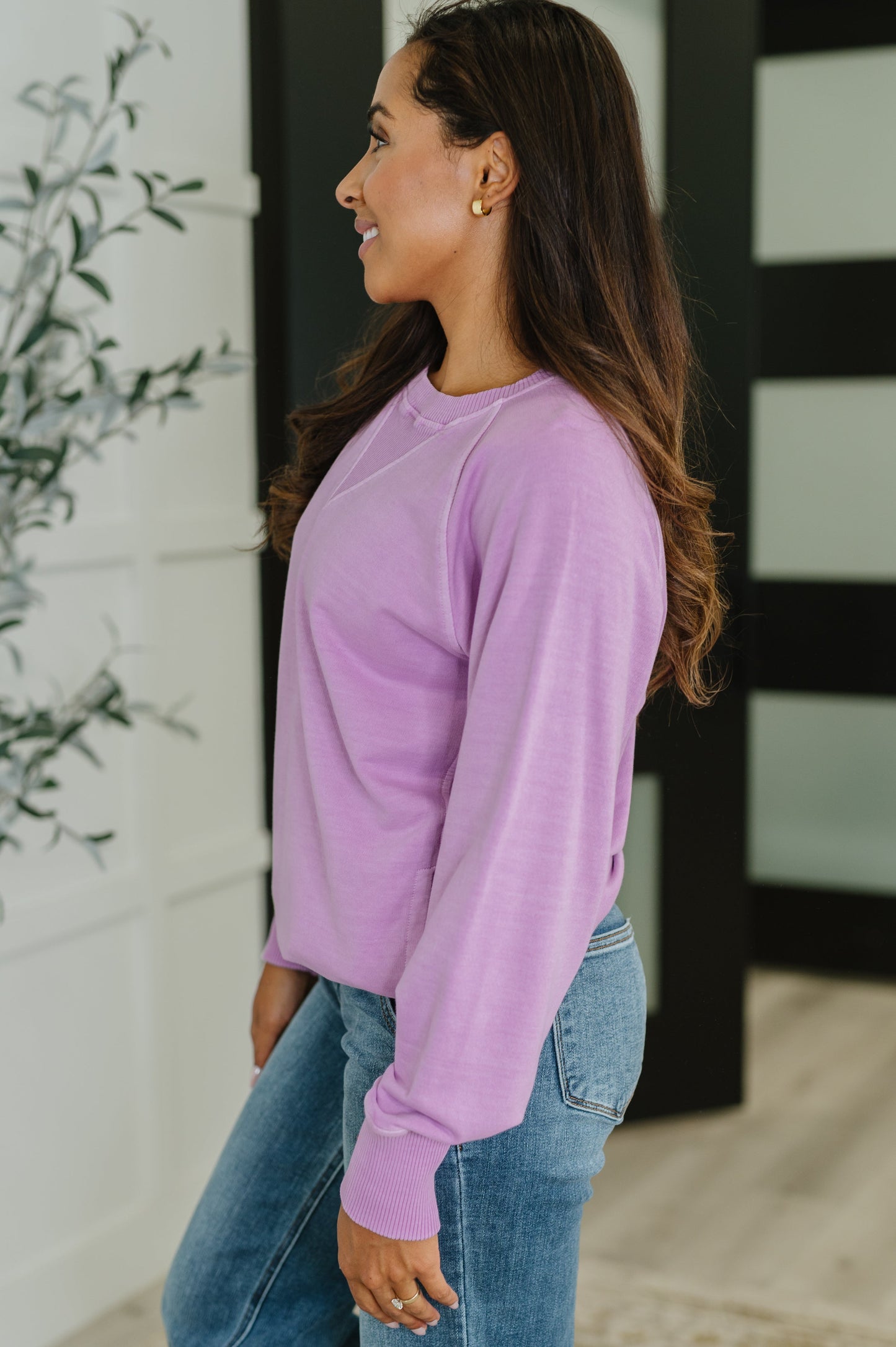 For the Experience Relaxed Pullover in Lavender - Southern Divas Boutique