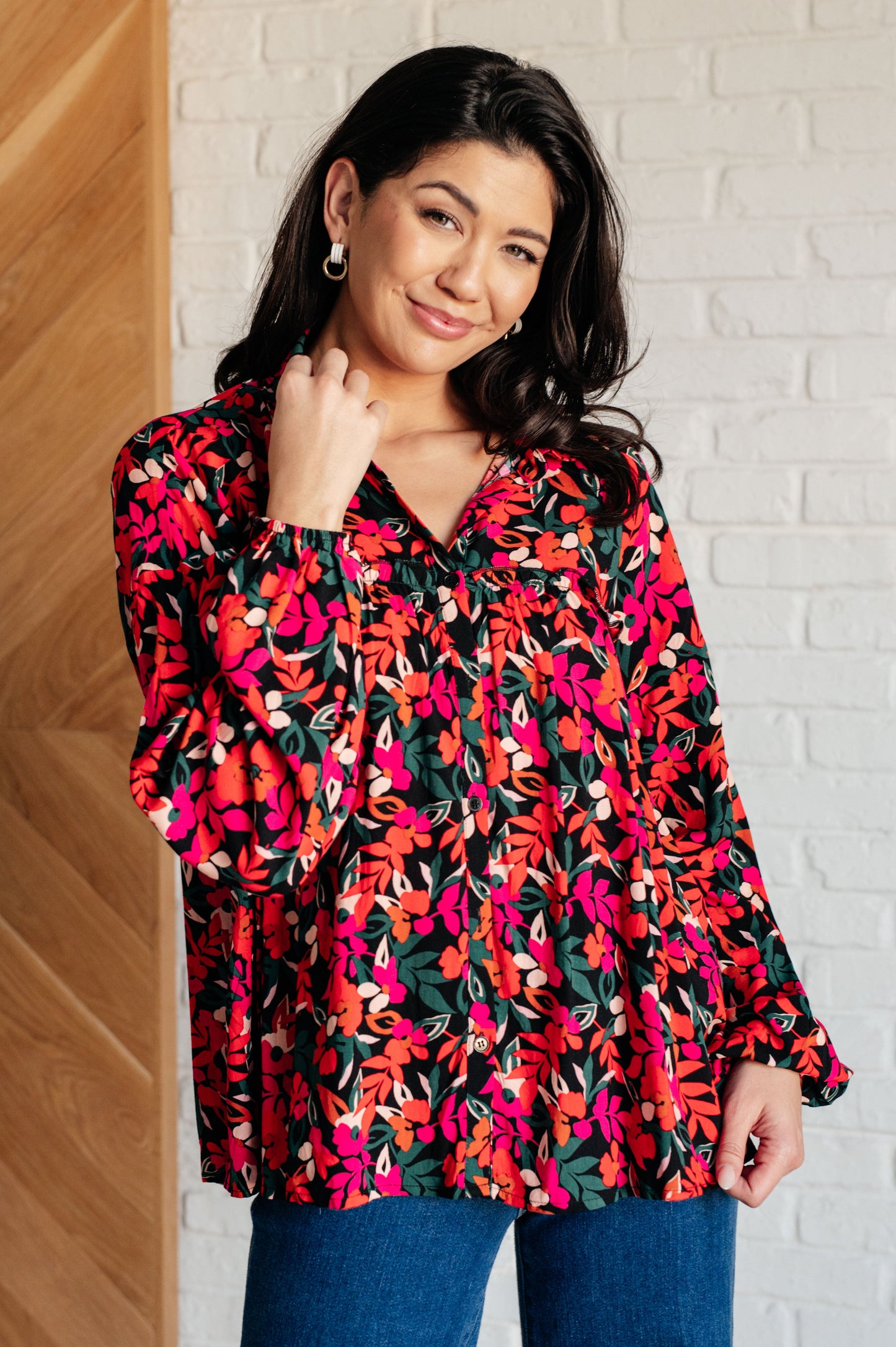 Francophile Ruffle Detail Button Up - Southern Divas Boutique