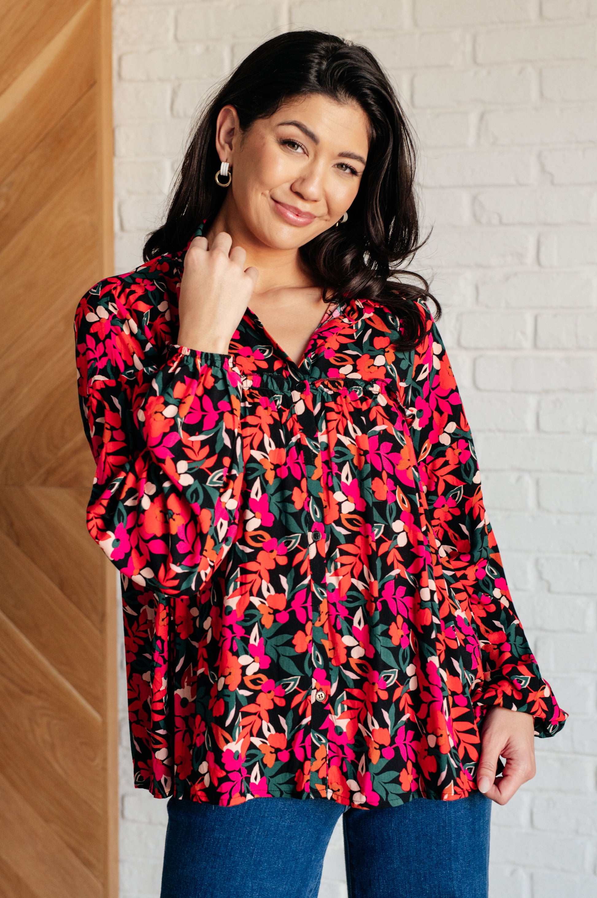 Francophile Ruffle Detail Button Up - Southern Divas Boutique