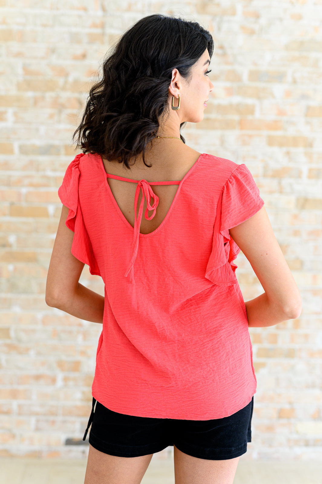 Got Me Cornered V Neck Ruffle Sleeve Top - Southern Divas Boutique