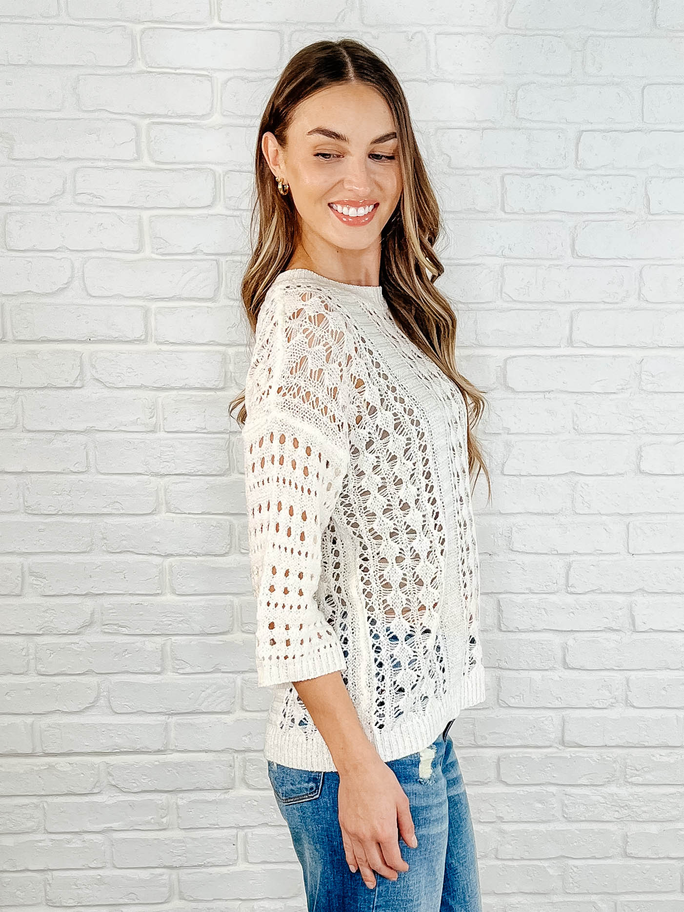 Hallow Laugh Open Knit Top - Southern Divas Boutique