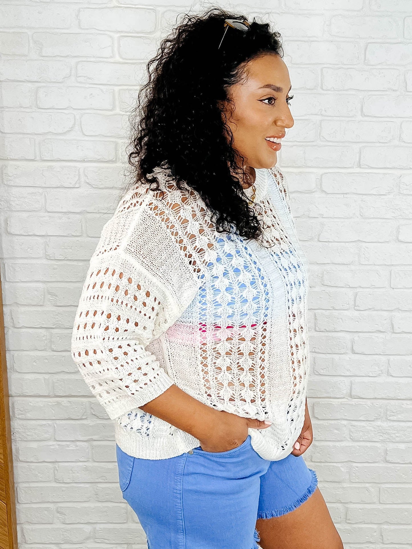Hallow Laugh Open Knit Top - Southern Divas Boutique