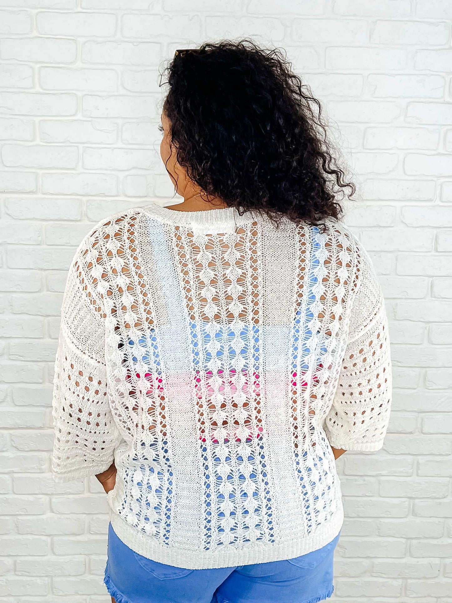 Hallow Laugh Open Knit Top - Southern Divas Boutique
