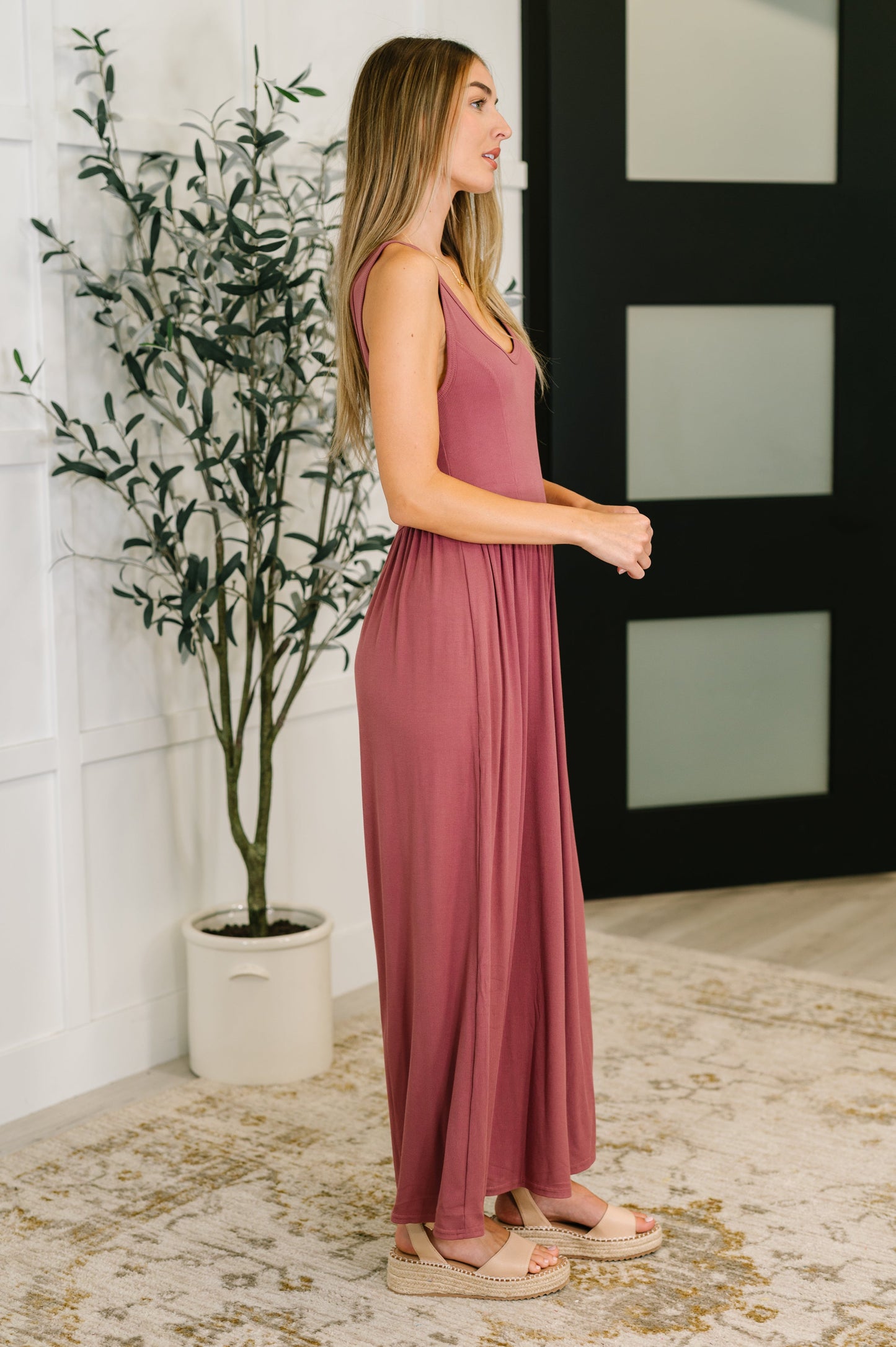 Head to Toe Whoa Gathered Wide Leg Jumpsuit in Mauve - Southern Divas Boutique