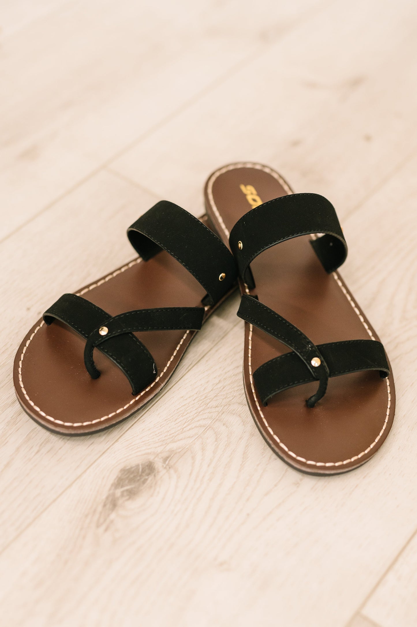 Heart & Sole Slip on Sandals in Clarity Black - Southern Divas Boutique