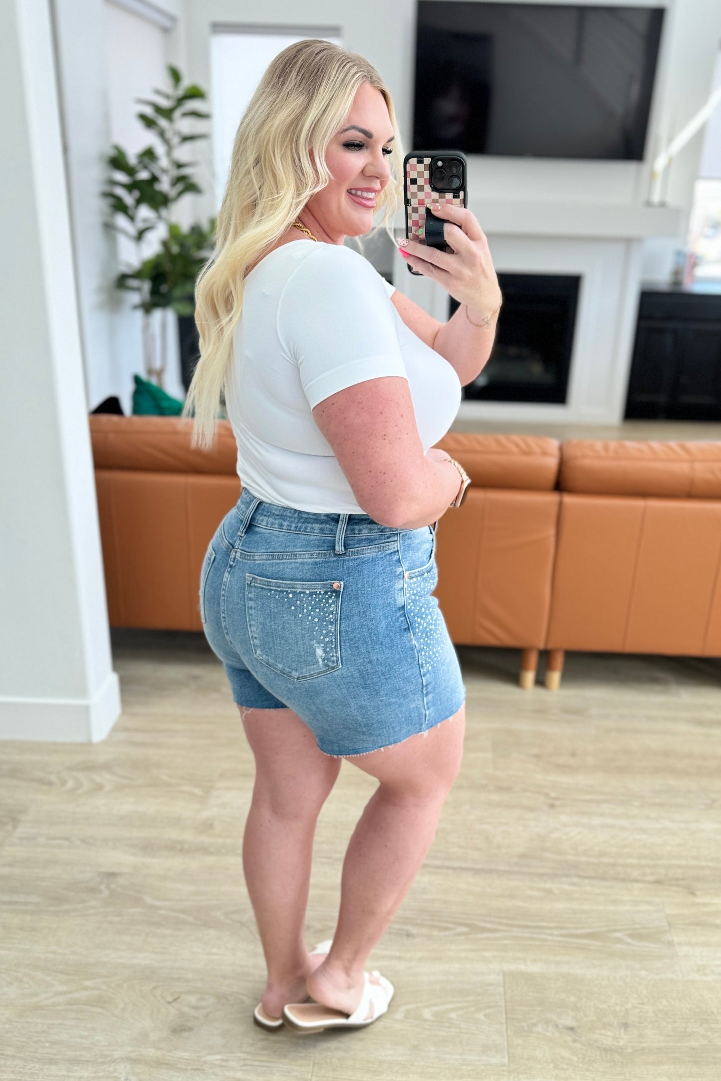 Elle High Rise Rhinestone Cutoff Shorts - Southern Divas Boutique