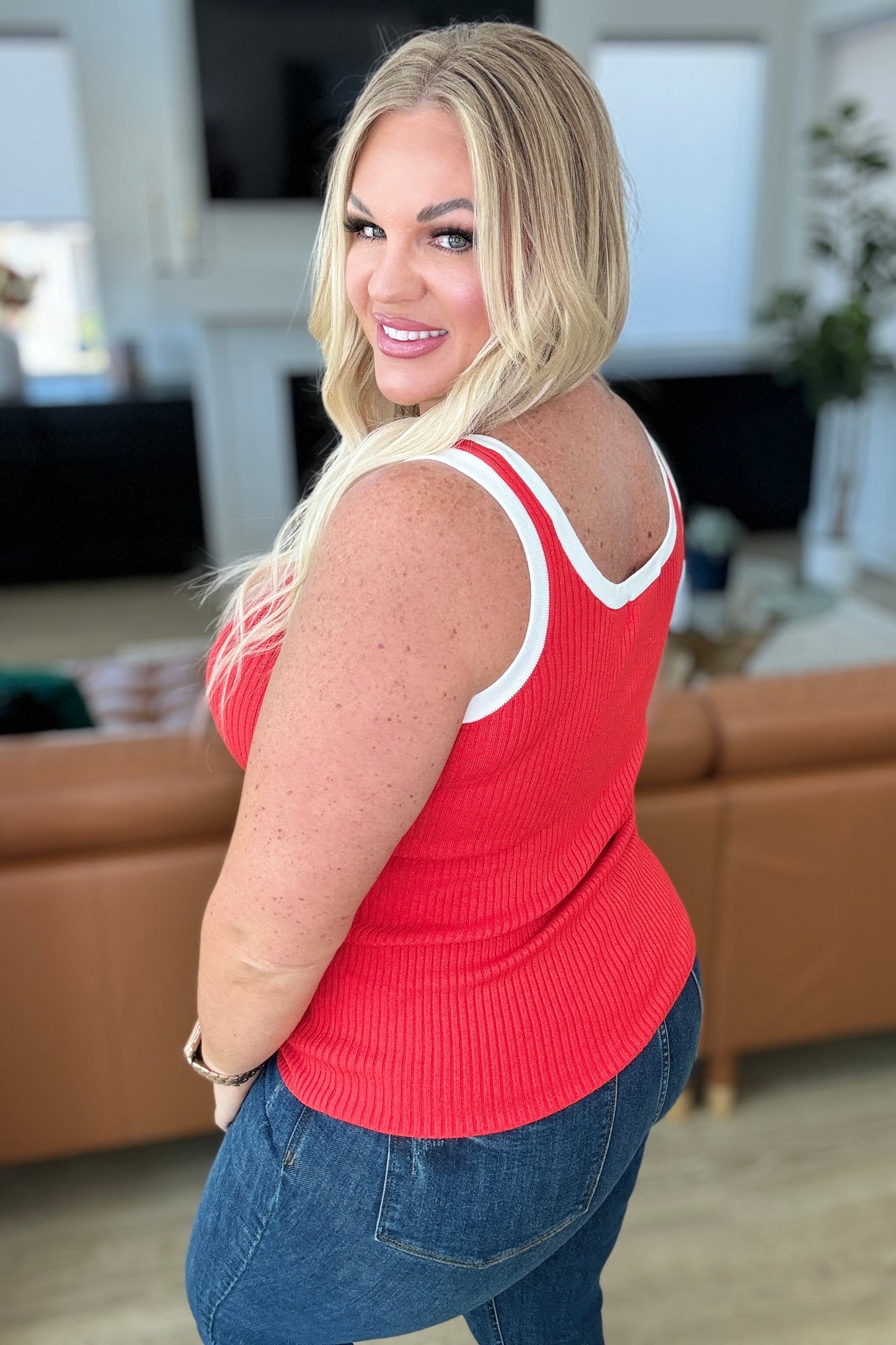 Handled It Contrast Trim Tank in Red - Southern Divas Boutique