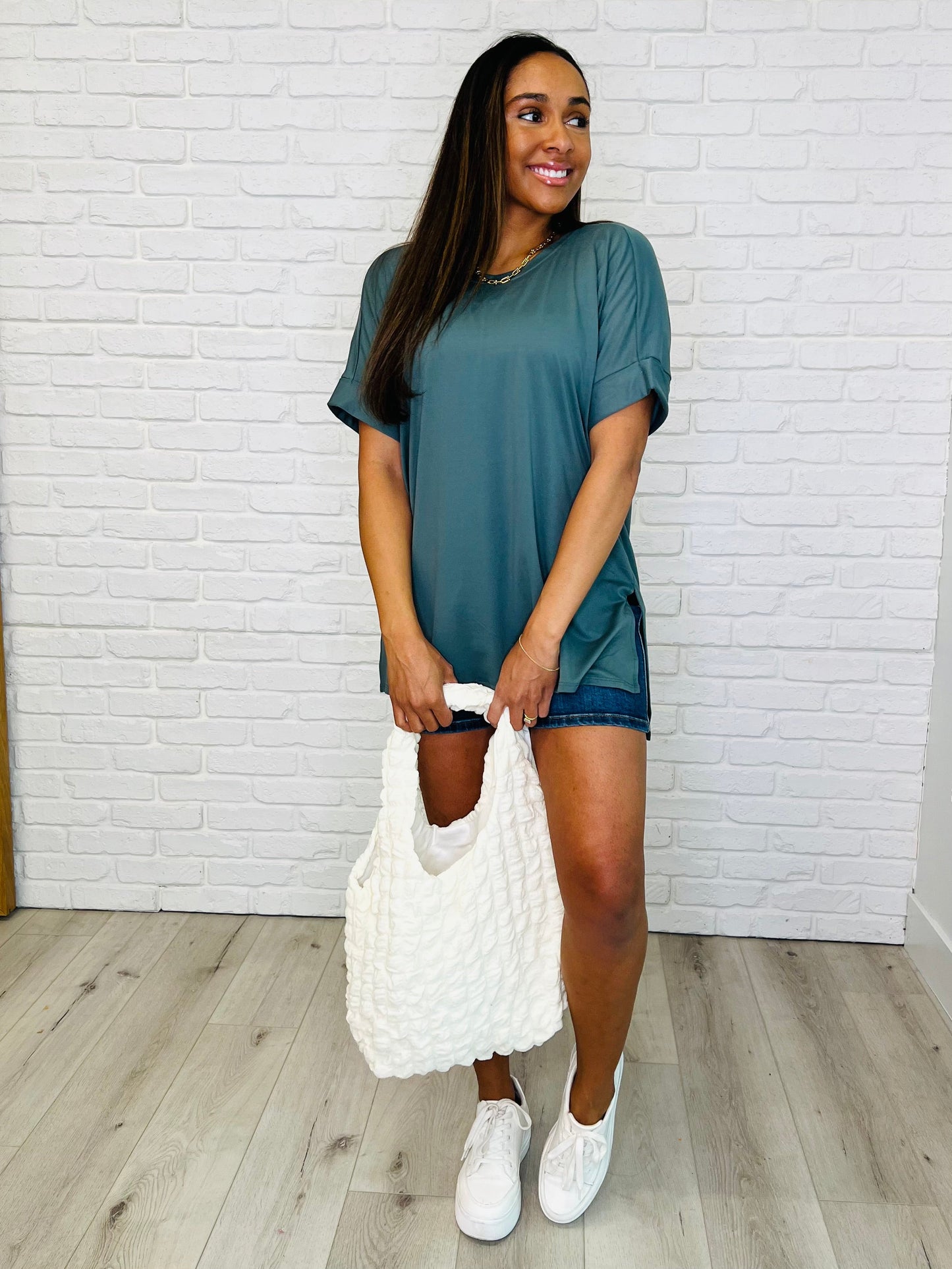 Day Out Cloud Tote Bag In Cream - Southern Divas Boutique
