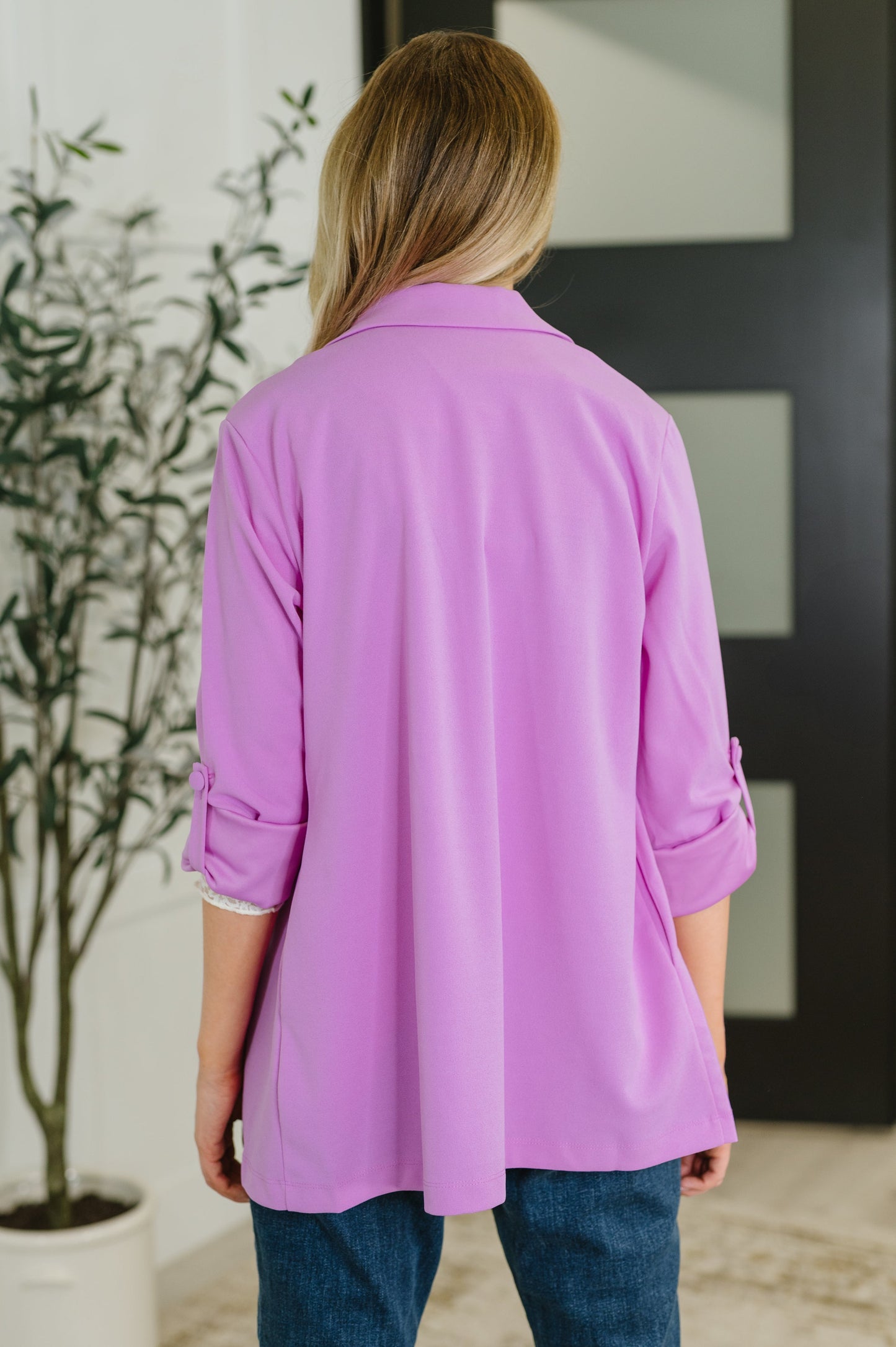 I'm Really That Gal Open Front Blazer in Orchid Glow - Southern Divas Boutique