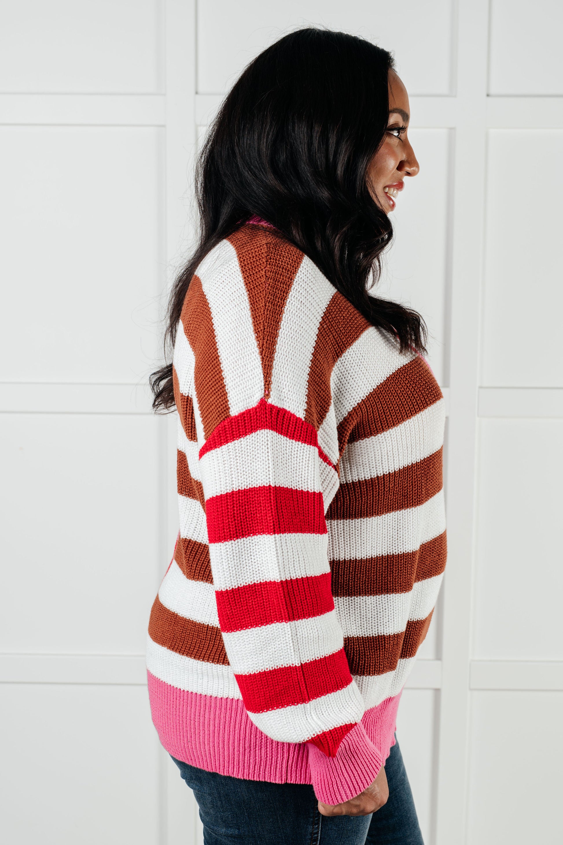 In Your Lane Color Blocked Stripe Sweater - Southern Divas Boutique