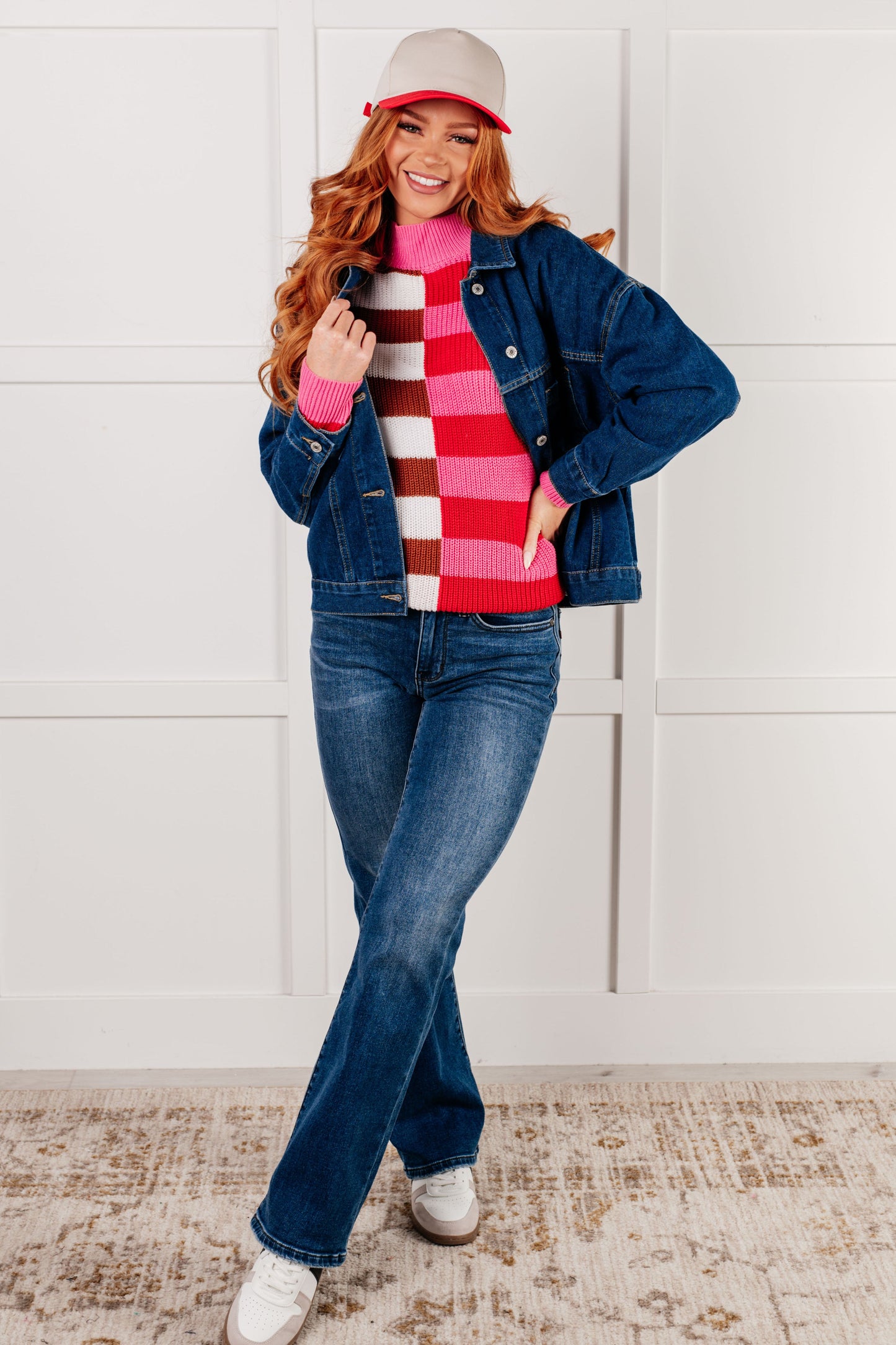 In Your Lane Color Blocked Stripe Sweater - Southern Divas Boutique