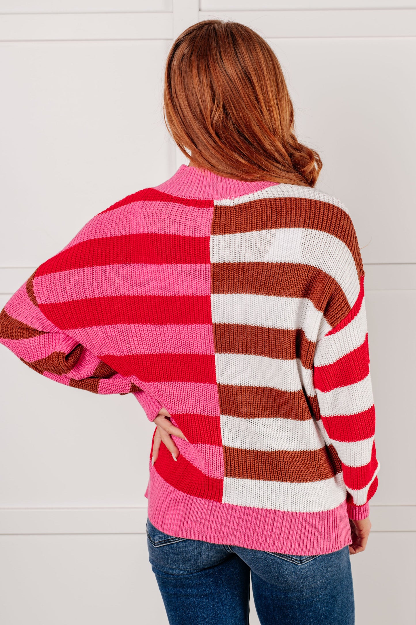 In Your Lane Color Blocked Stripe Sweater - Southern Divas Boutique
