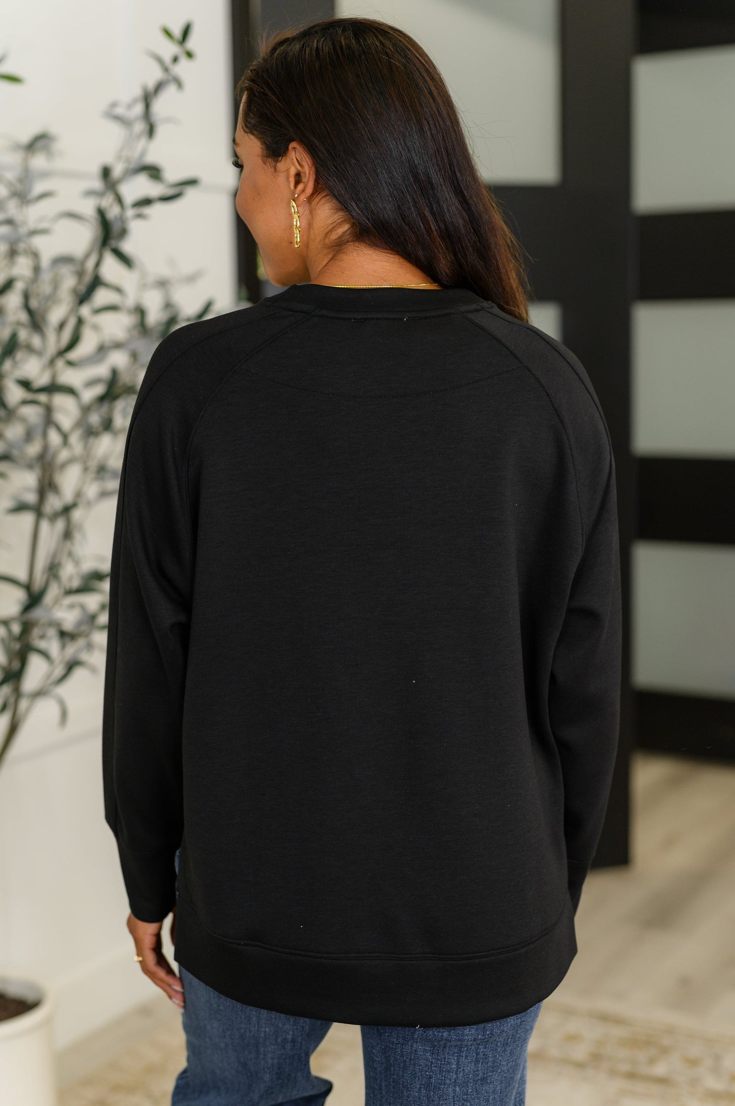 It's The Little Things Relaxed Scuba Pullover in Black - Southern Divas Boutique