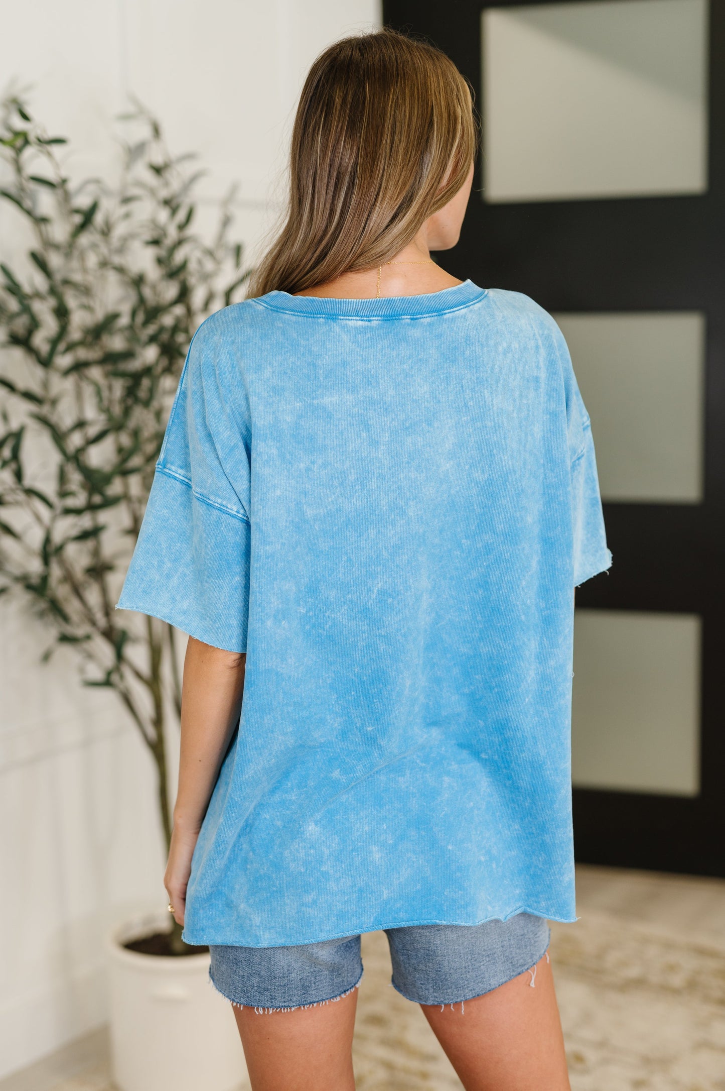 Just My Type Mineral Wash Relaxed Top in Deep Sky - Southern Divas Boutique