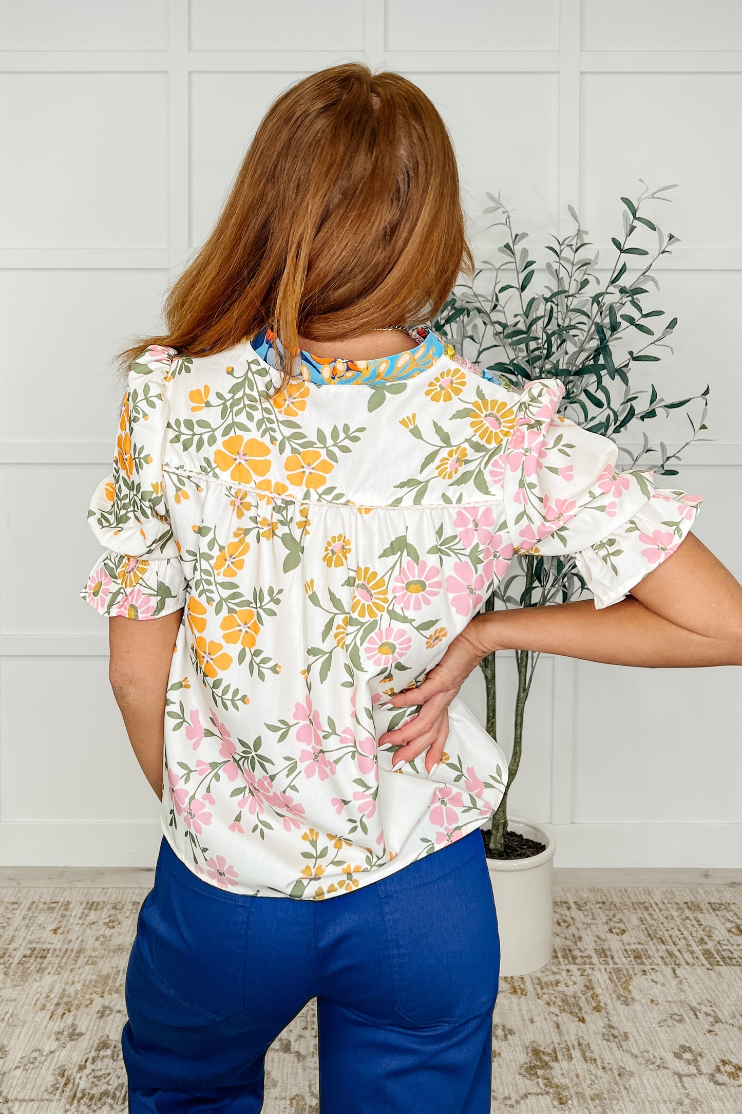 Less Concerned V-Neck Floral Blouse - Southern Divas Boutique